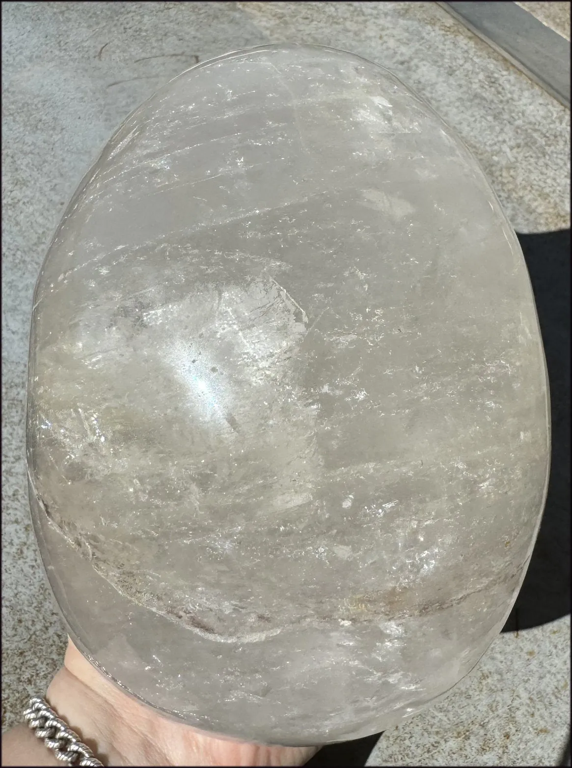 LifeSize Himalayan Quartz Crystal Skull with Multi-Colored Hematite, Shimmery Rainbows - 11lbs 