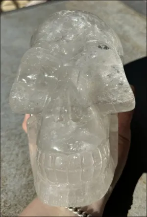 LifeSize Himalayan Quartz Crystal Skull with Multi-Colored Hematite, Shimmery Rainbows - 11lbs 