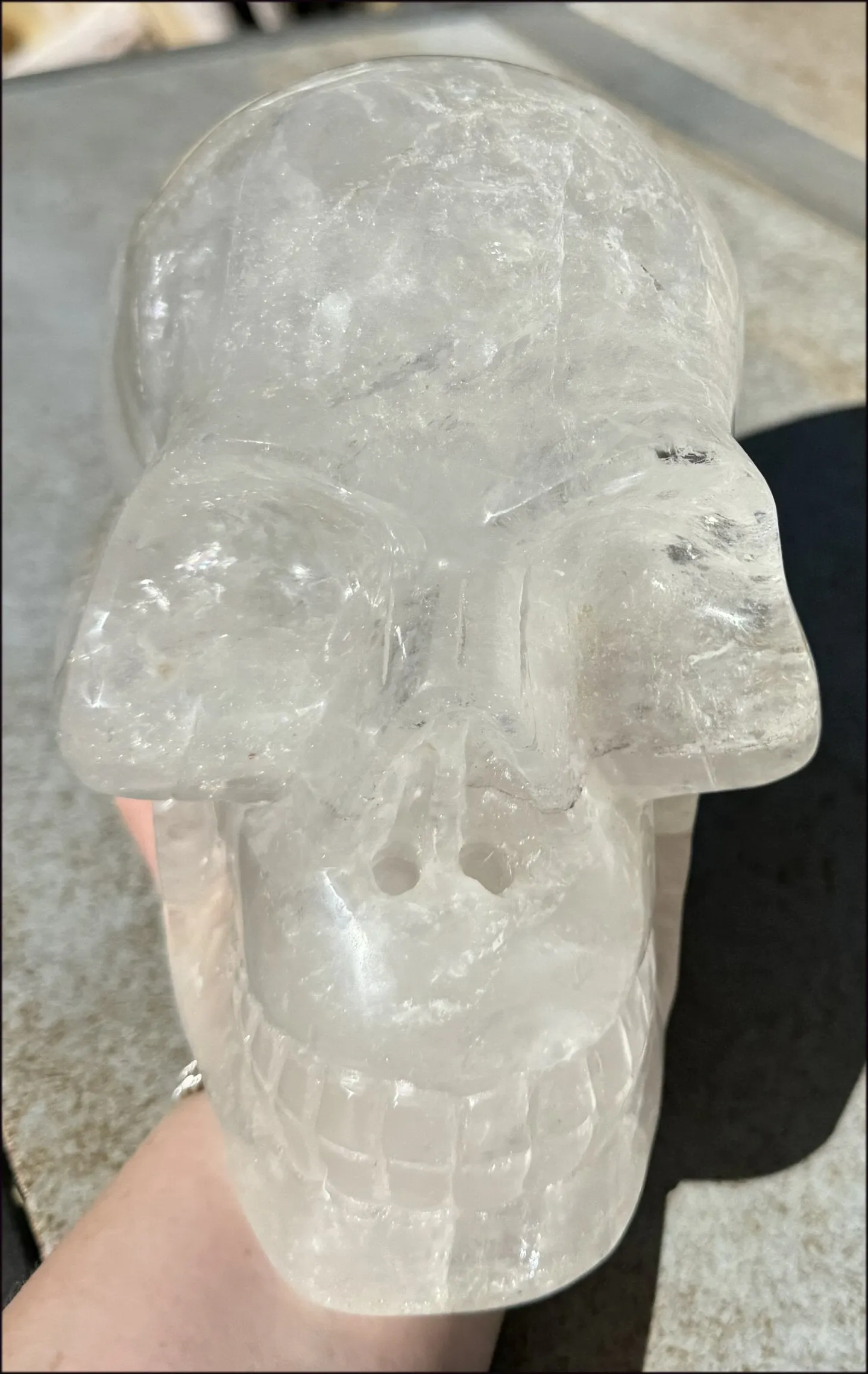 LifeSize Himalayan Quartz Crystal Skull with Multi-Colored Hematite, Shimmery Rainbows - 11lbs 