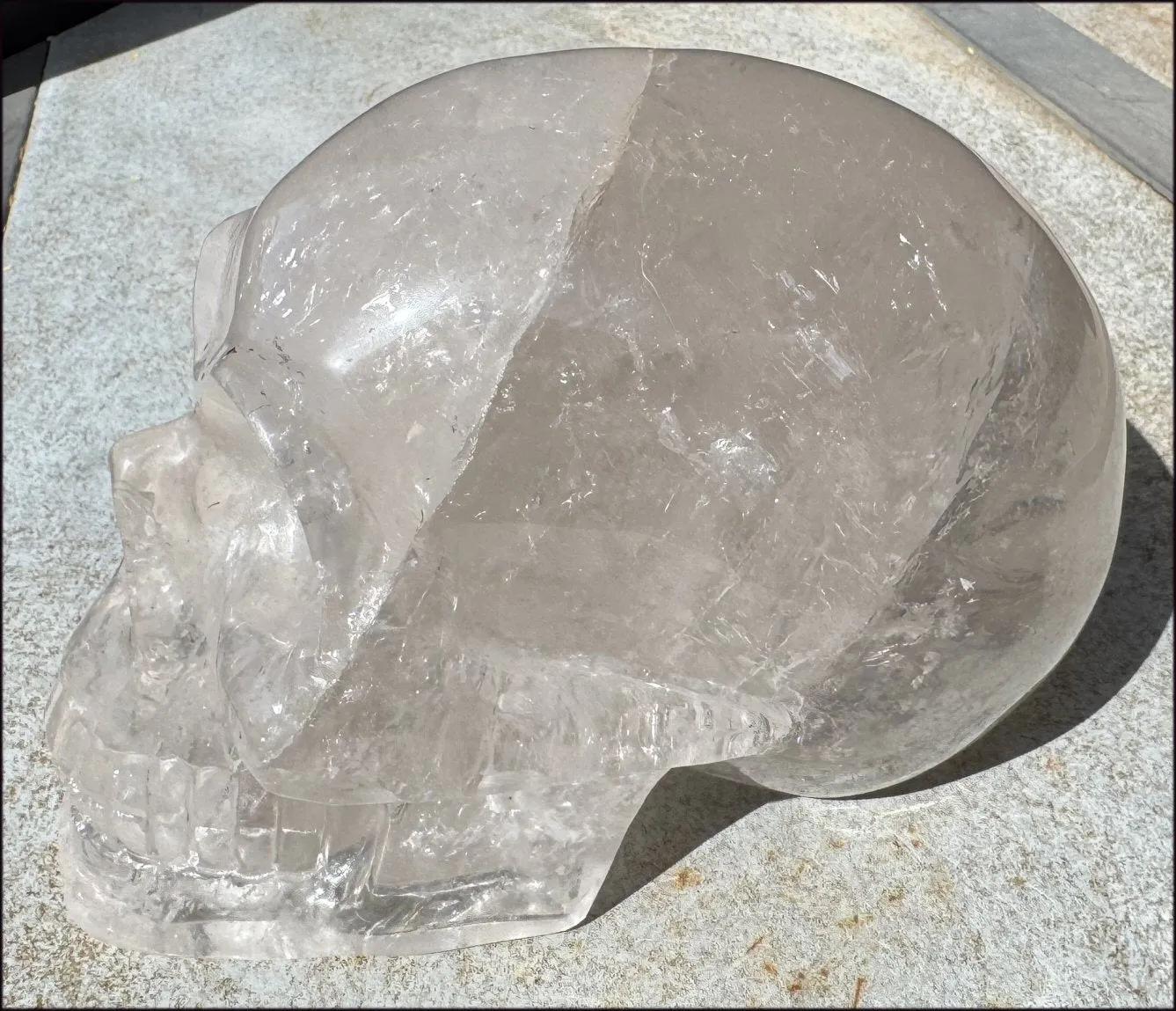 LifeSize SMOKY HImalayan Quartz Crystal Skull with Hematite, Chlorite, Rainbows - 13lbs 