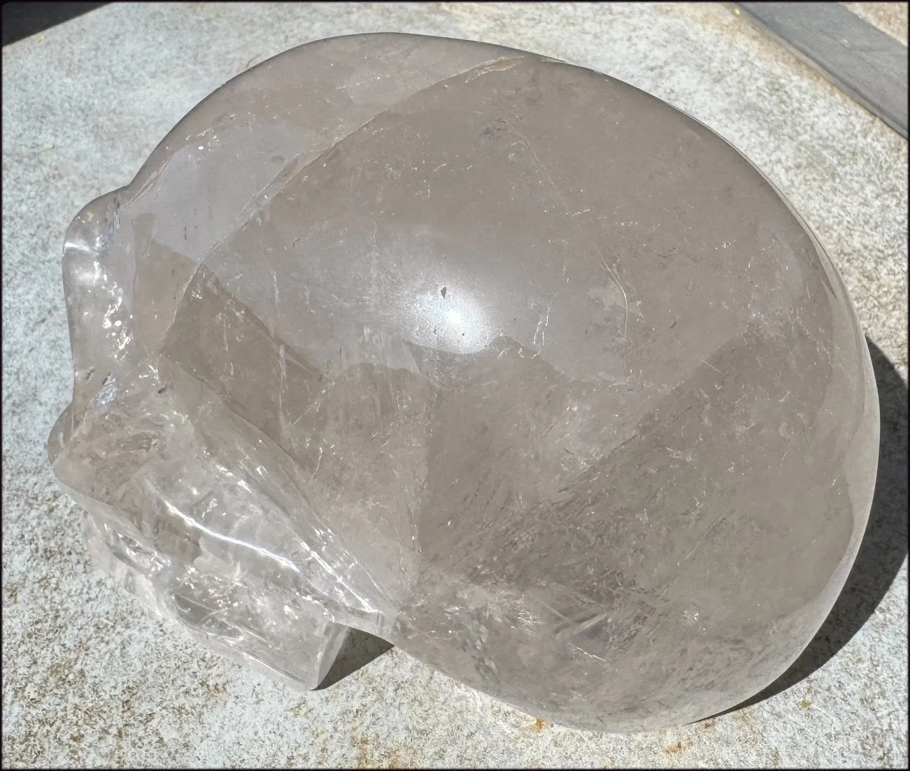 LifeSize SMOKY HImalayan Quartz Crystal Skull with Hematite, Chlorite, Rainbows - 13lbs 