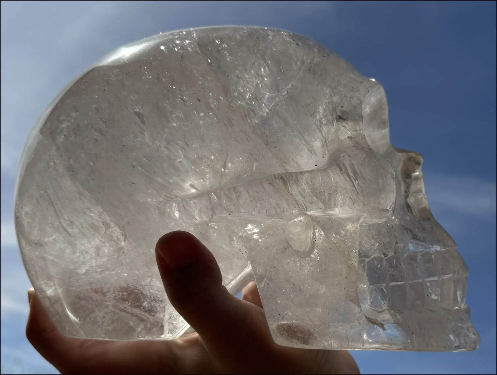 LifeSize SMOKY HImalayan Quartz Crystal Skull with Hematite, Chlorite, Rainbows - 13lbs 