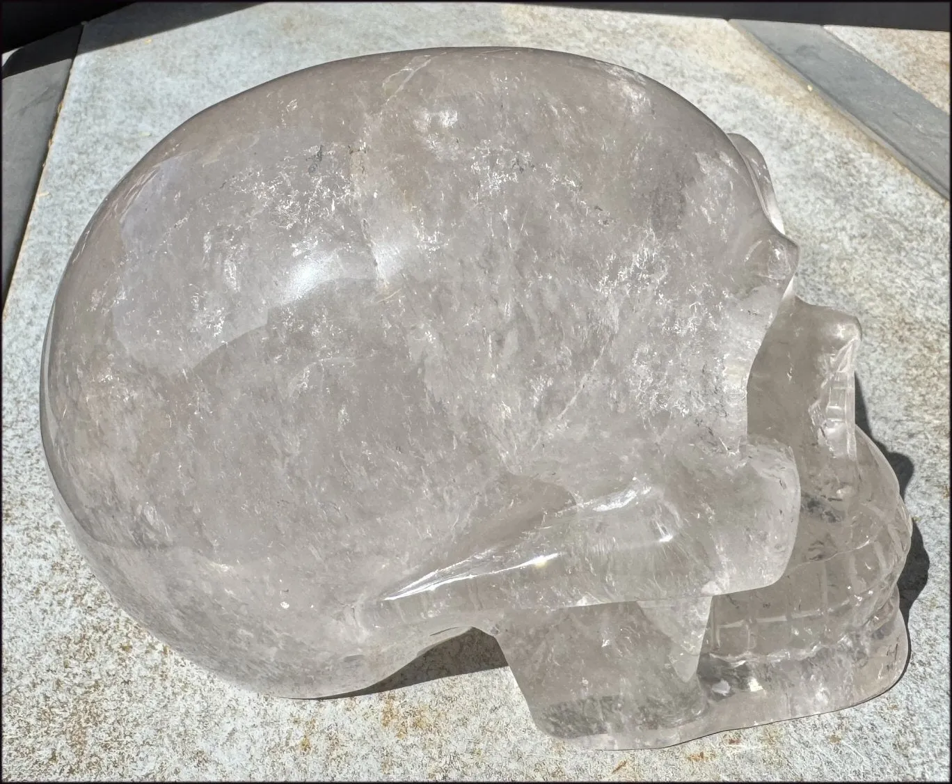 LifeSize SMOKY HImalayan Quartz Crystal Skull with Hematite, Chlorite, Rainbows - 13lbs 