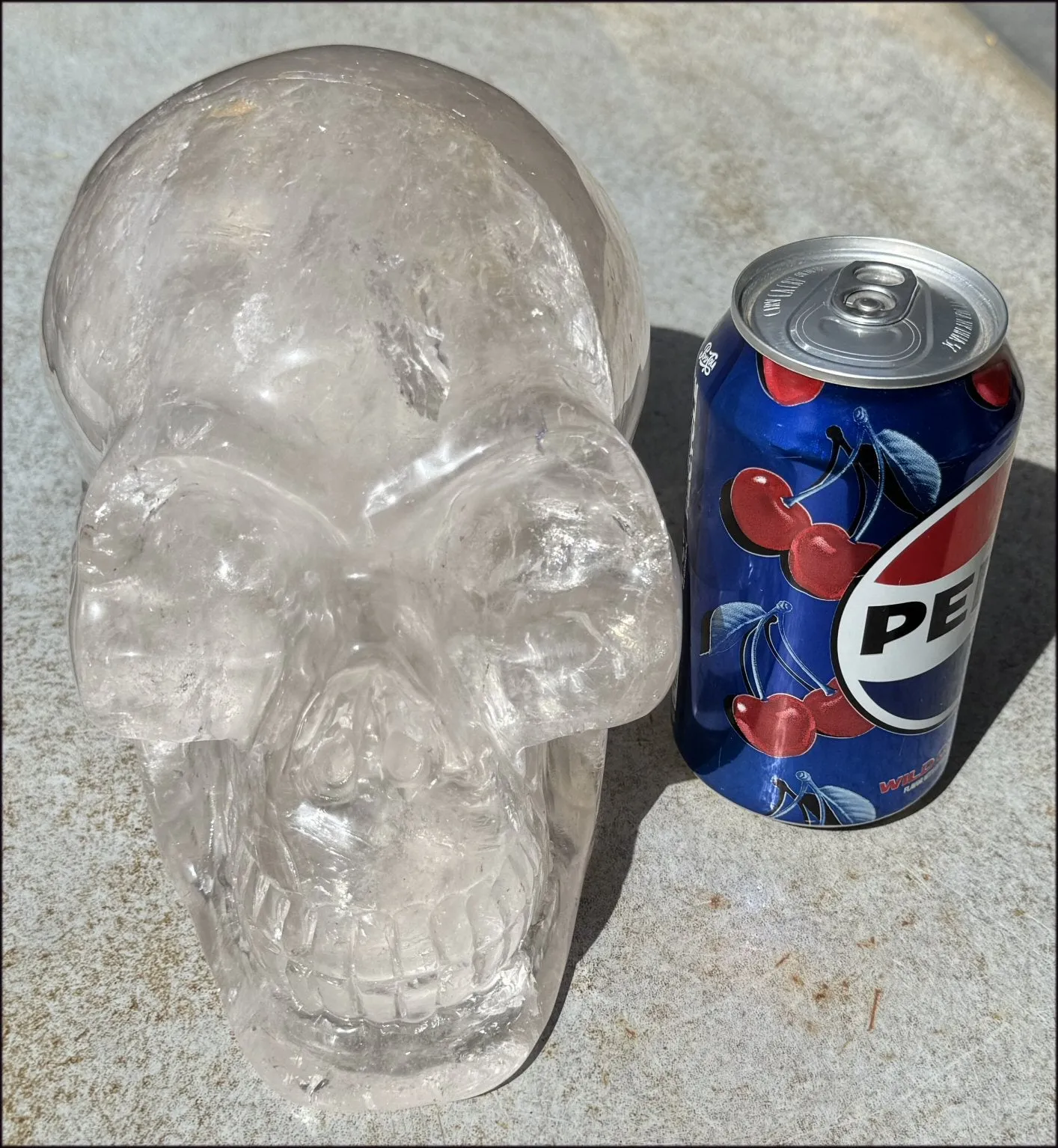 LifeSize SMOKY HImalayan Quartz Crystal Skull with Hematite, Chlorite, Rainbows - 13lbs 