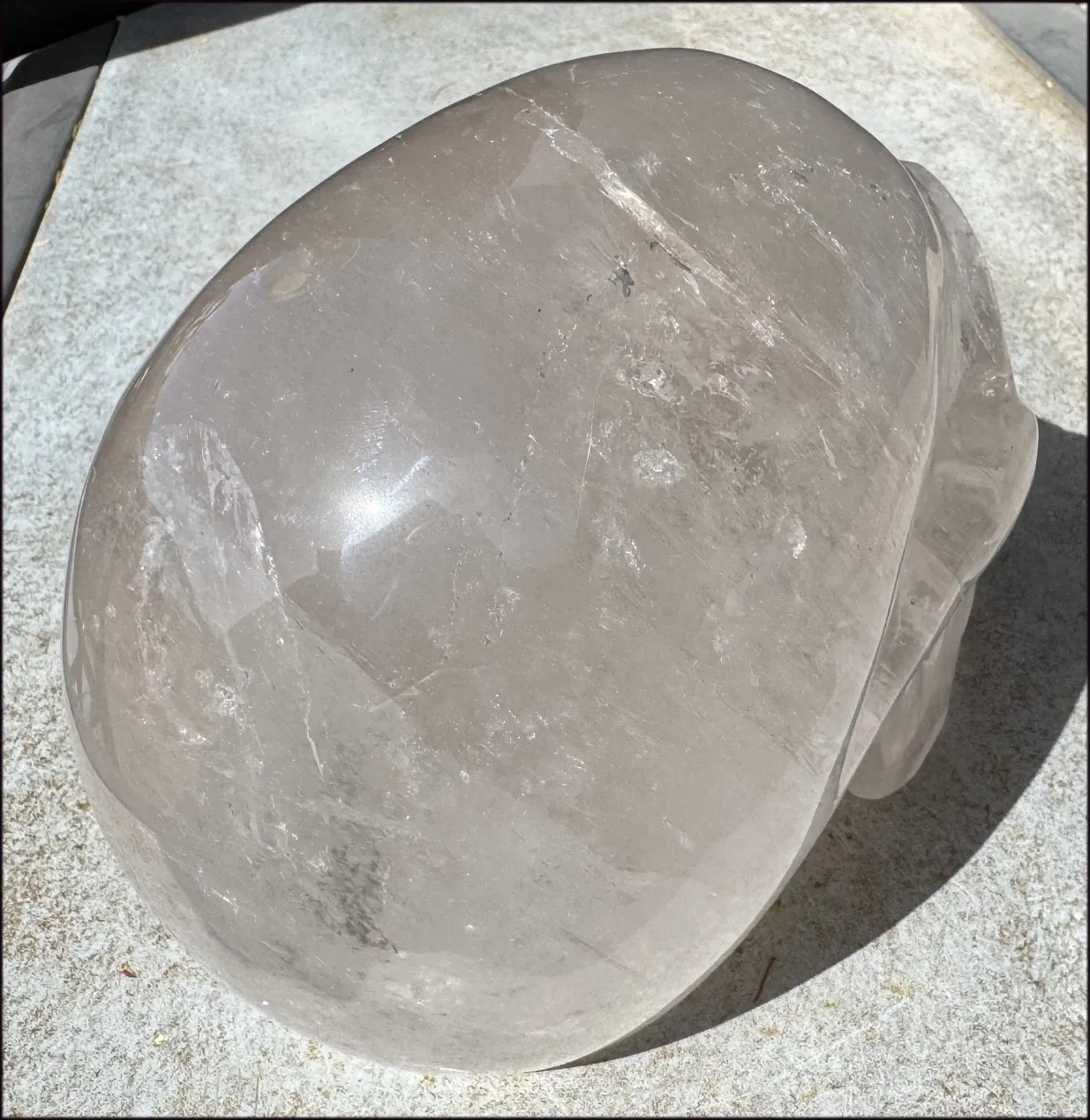 LifeSize SMOKY HImalayan Quartz Crystal Skull with Hematite, Chlorite, Rainbows - 13lbs 