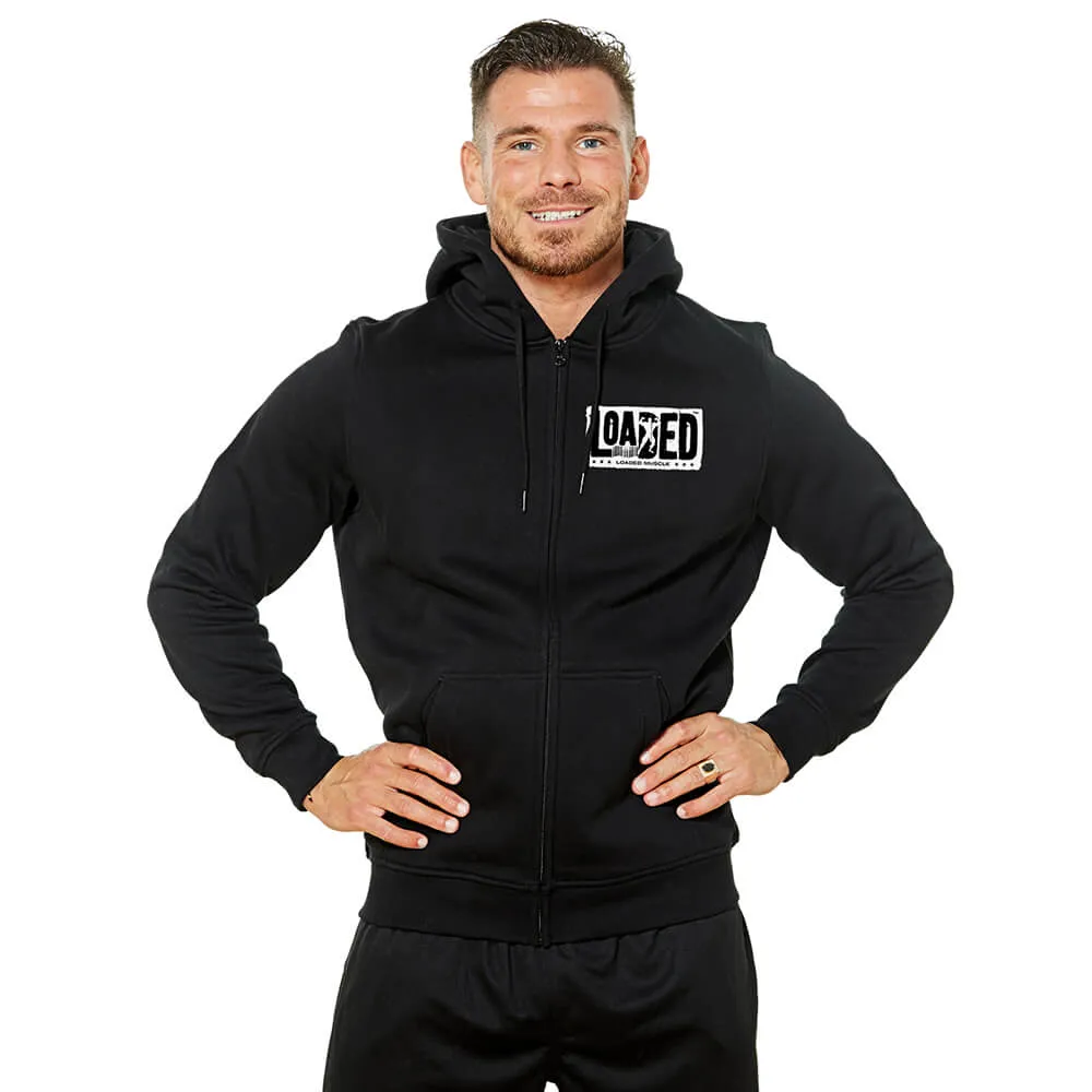 Loaded Barcode Zip Hoodie - Black
