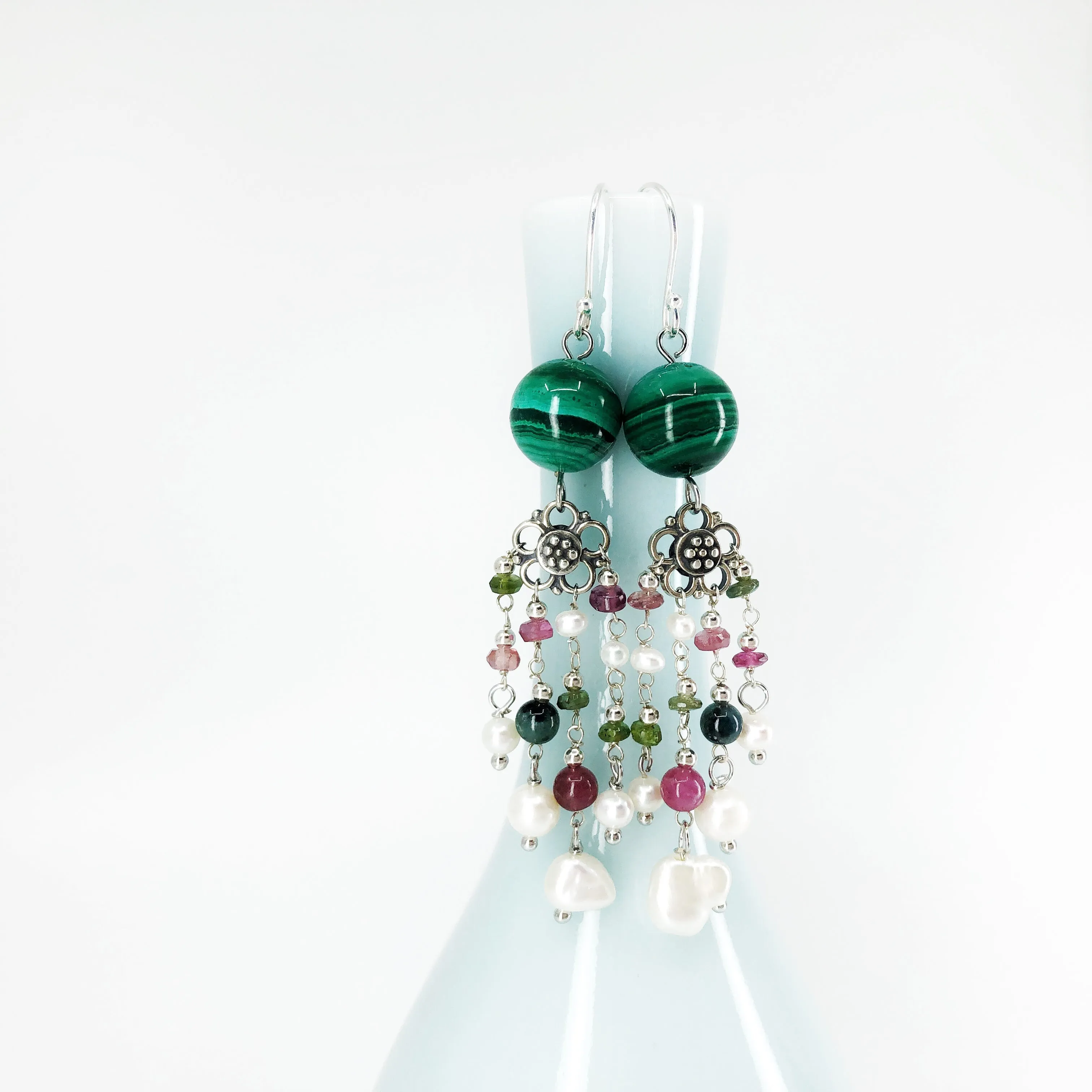 Magic Forest Silver Malachite Earrings