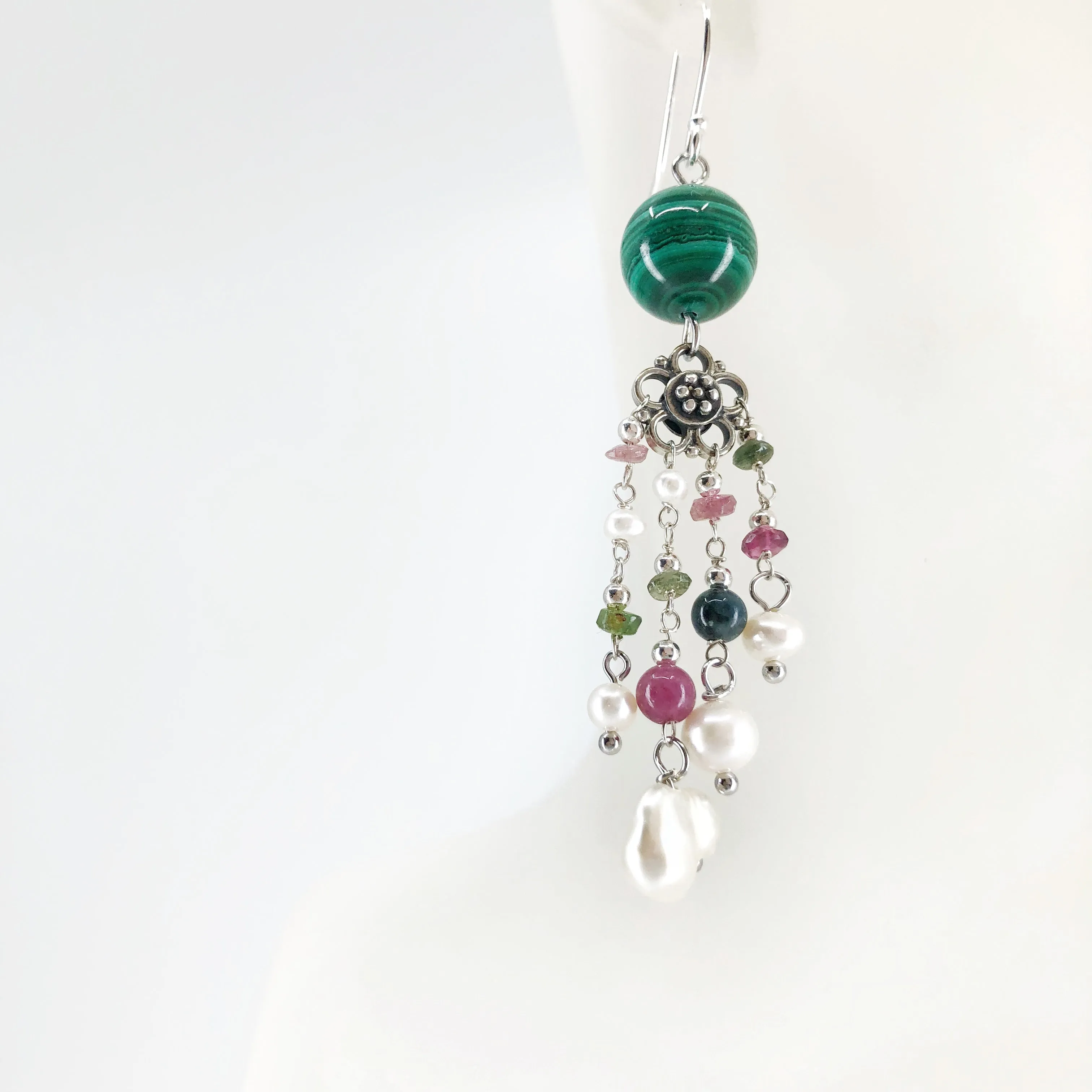 Magic Forest Silver Malachite Earrings
