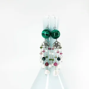 Magic Forest Silver Malachite Earrings