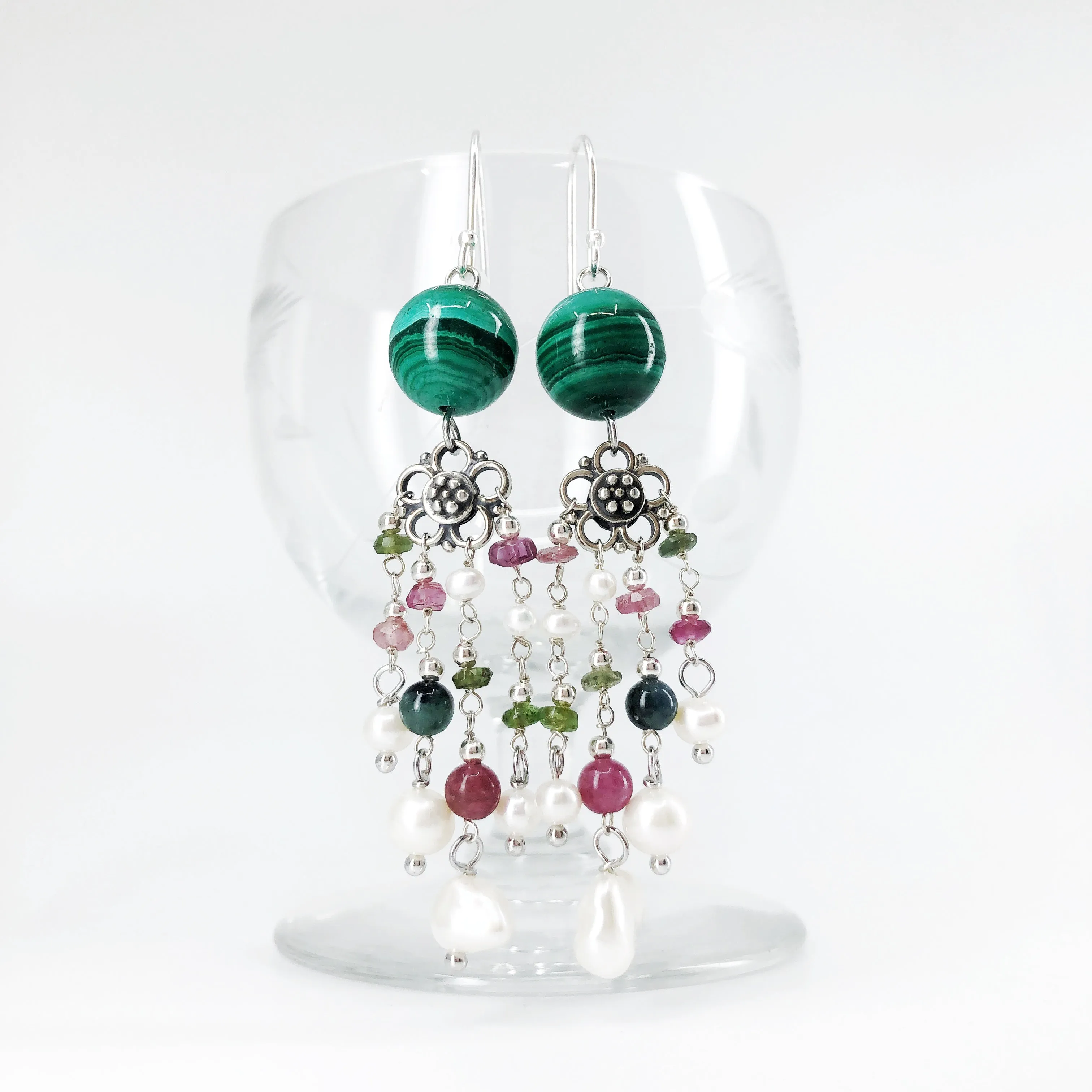 Magic Forest Silver Malachite Earrings