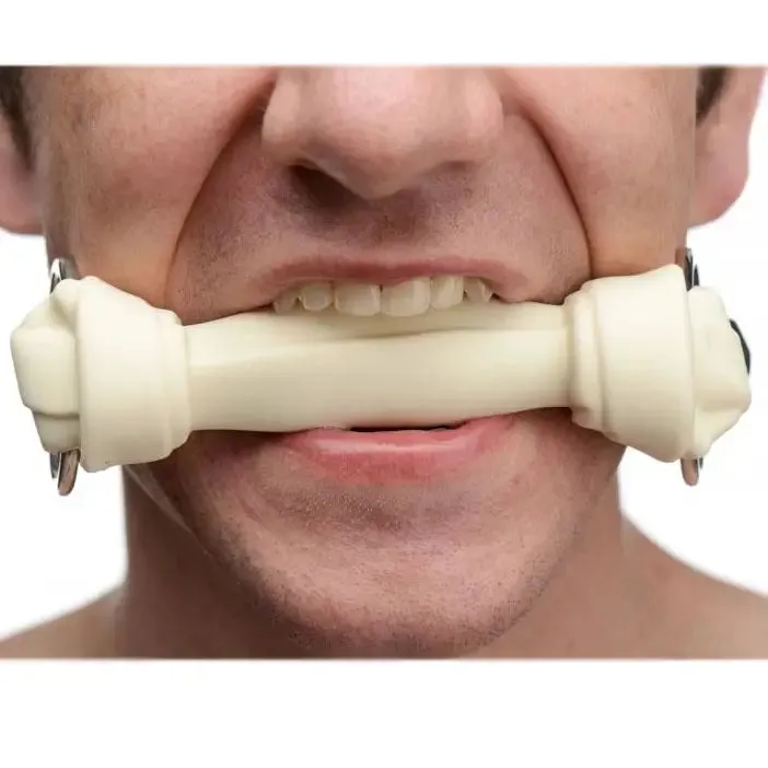 Master Series Silicone White Dog Bone Gag with Adjustable Straps