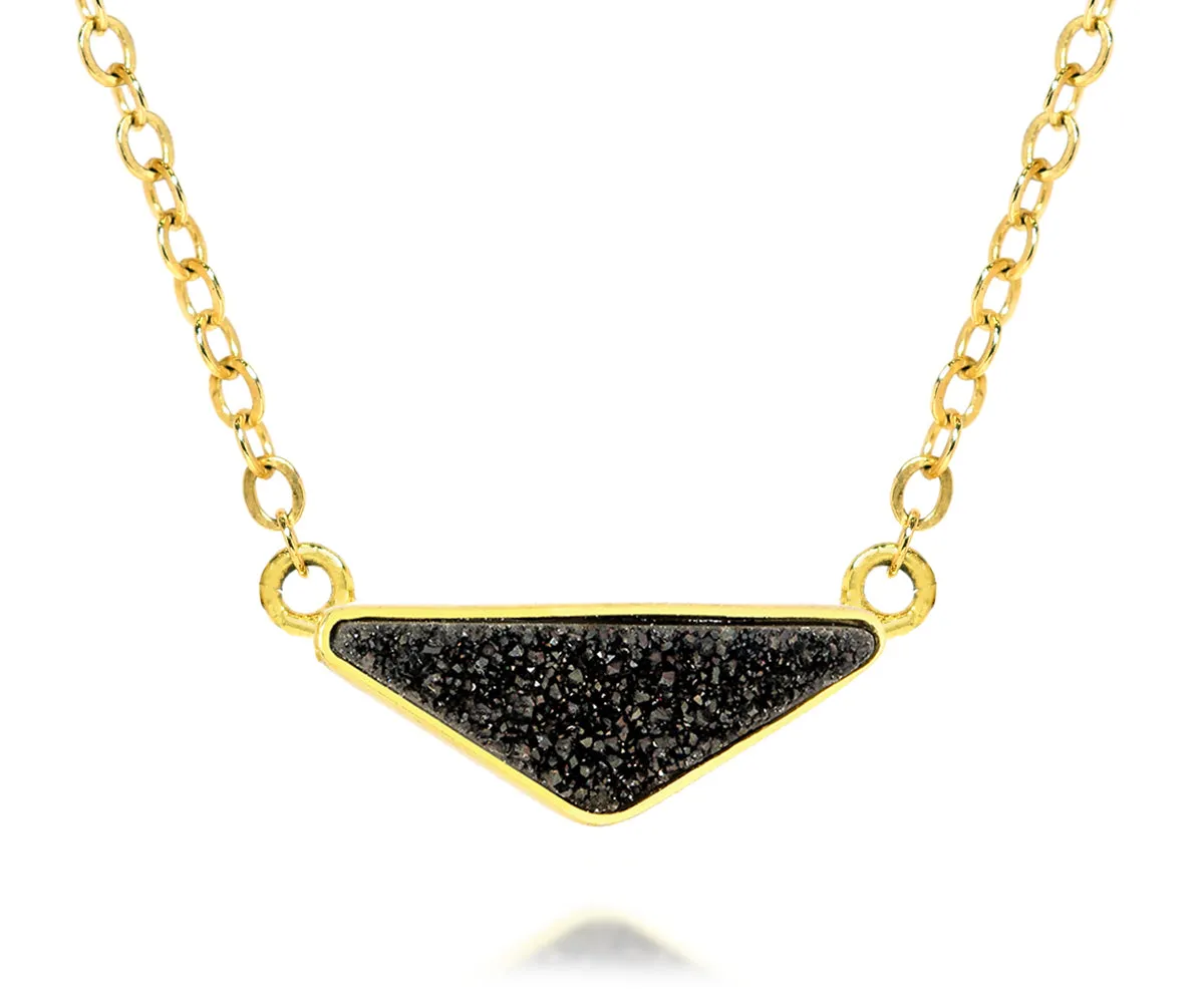 Medium Triangle Black Druzy 14k Vermeil Necklace