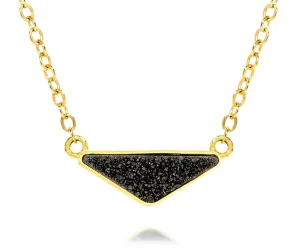 Medium Triangle Black Druzy 14k Vermeil Necklace