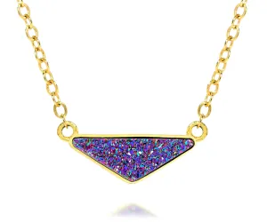 Medium Triangle Purple Rainbow Druzy 14k Vermeil Necklace