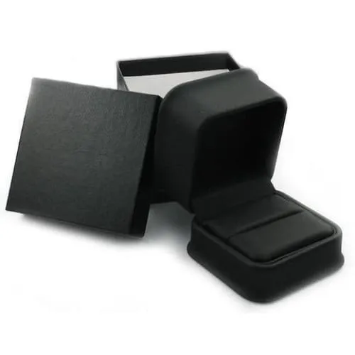 Men's Flat Black Ceramic Wedding Band With Real Olive Wood Inlay 8mm