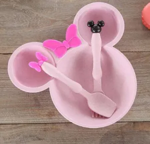 Minnie Mouse Wheat Straw Tableware Kid Plate Set