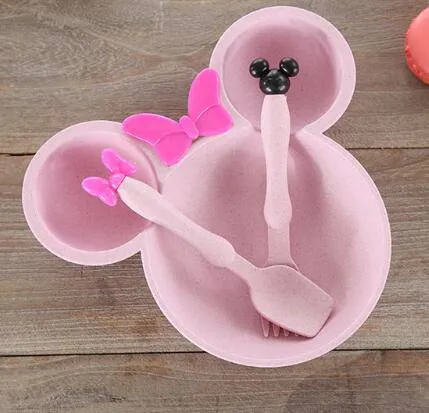 Minnie Mouse Wheat Straw Tableware Kid Plate Set
