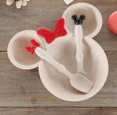 Minnie Mouse Wheat Straw Tableware Kid Plate Set