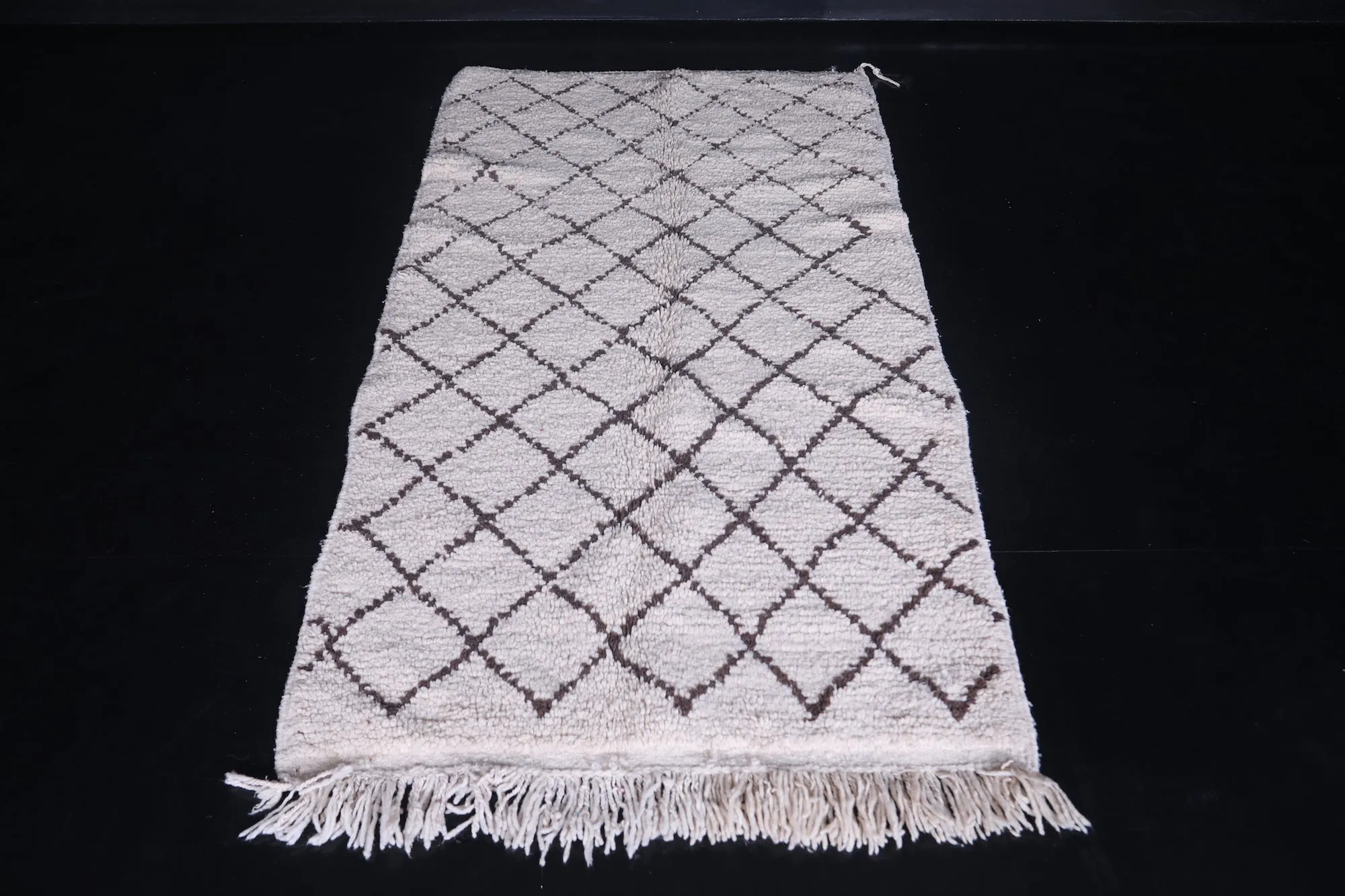 Moroccan Runner Rug 3.2 x 6.6 ft - Elegant Trellis Pattern