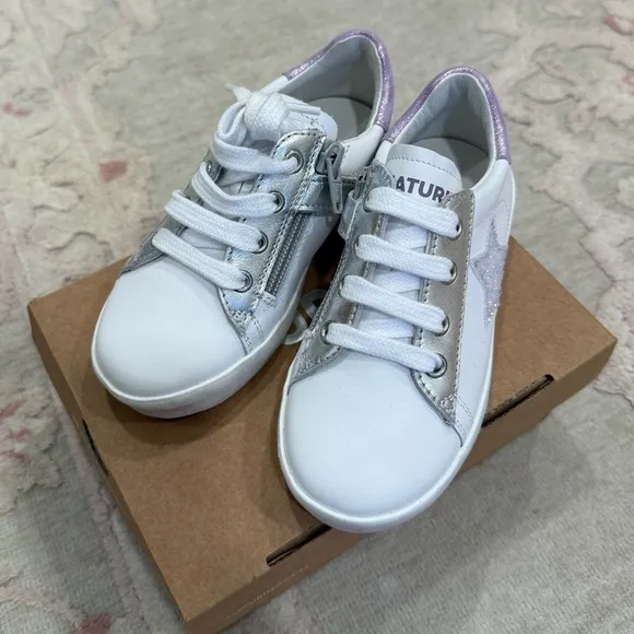NATURINO ANNIE ZIP SNEAKER WHITE/SILVER/LILAC
