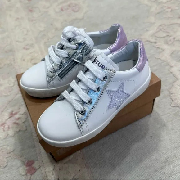 NATURINO ANNIE ZIP SNEAKER WHITE/SILVER/LILAC