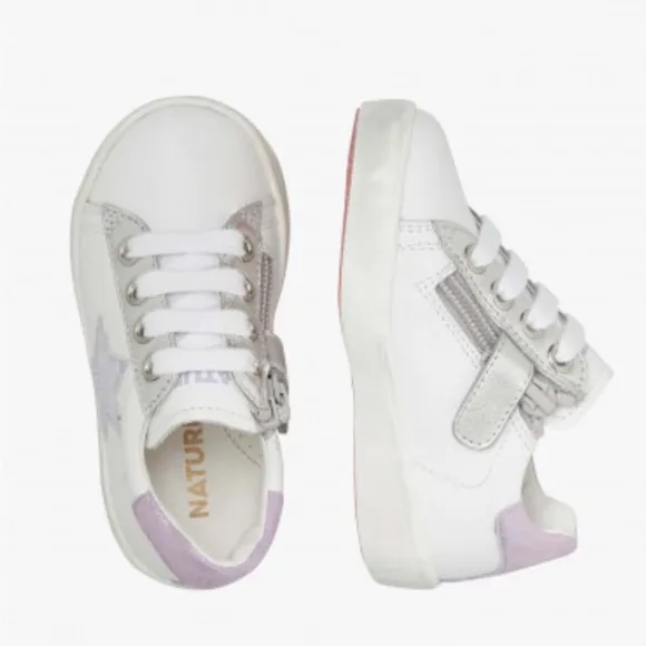 NATURINO ANNIE ZIP SNEAKER WHITE/SILVER/LILAC