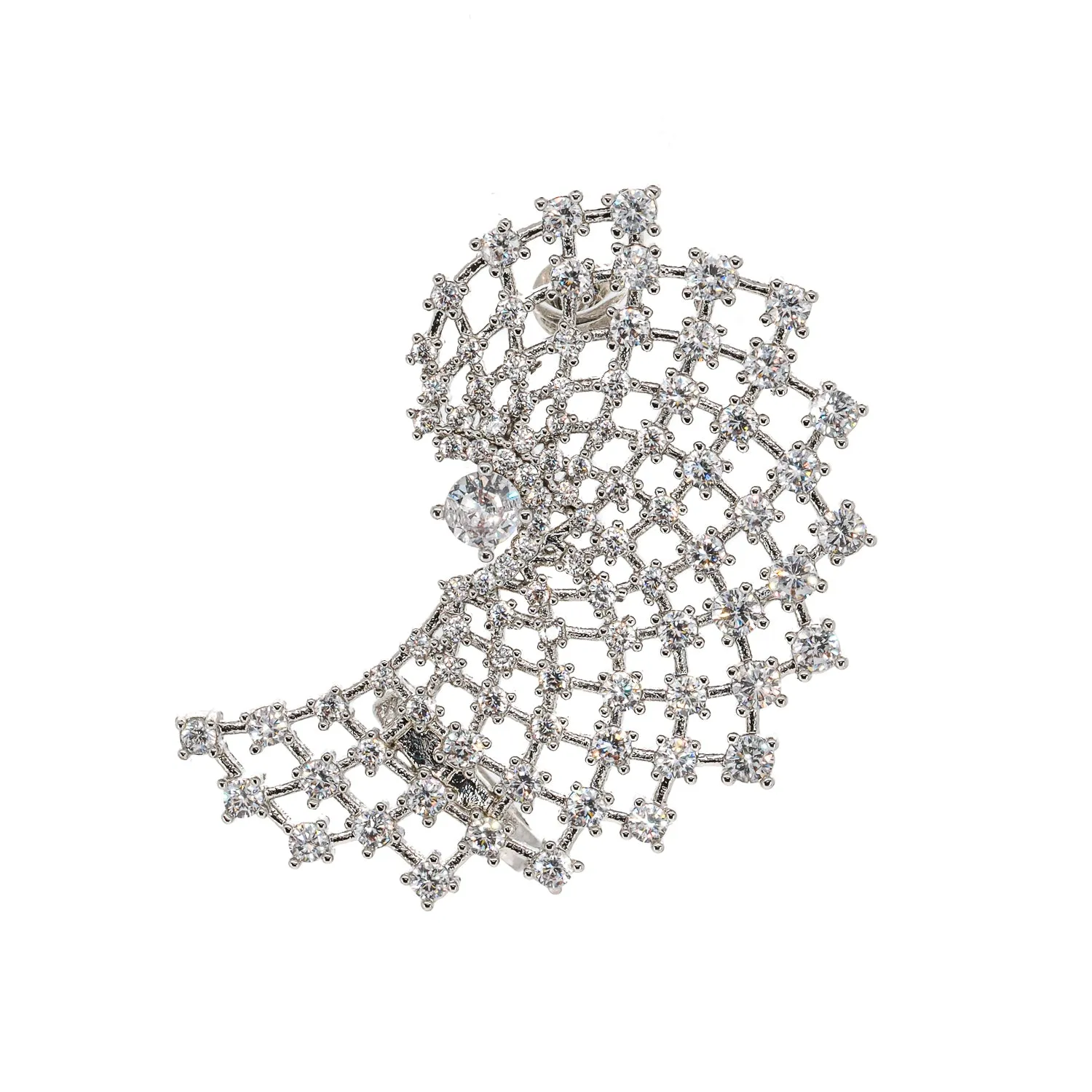 Night Life Diamond Drop Silver Cuff Earrings