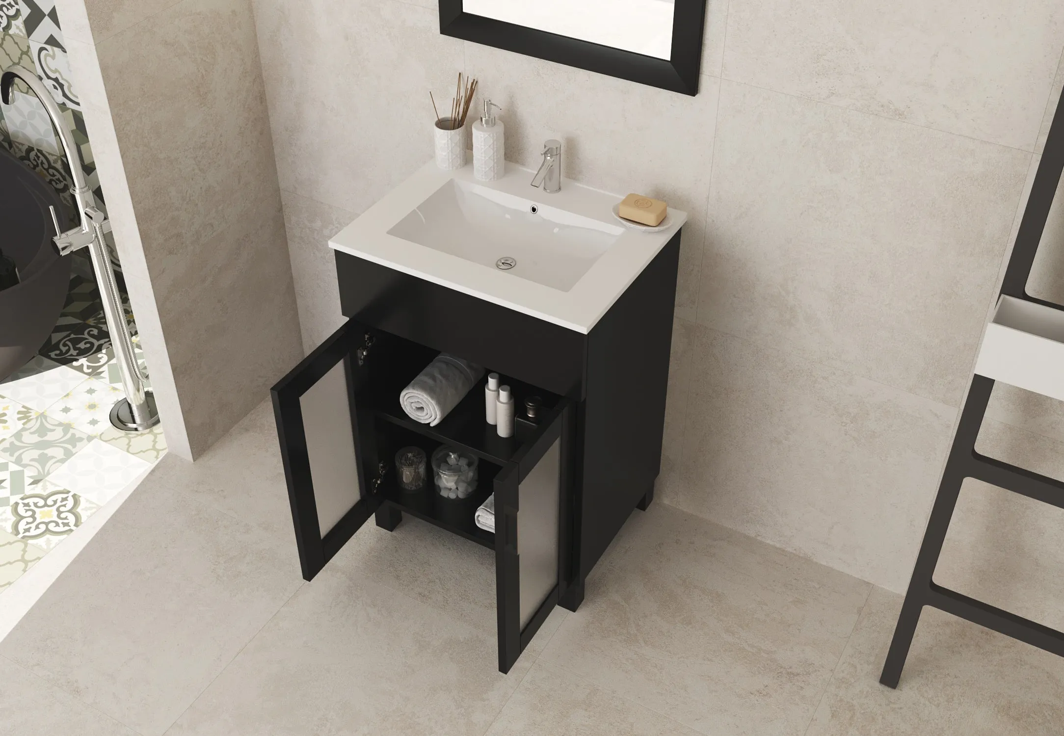 Nova 24" Bathroom Vanity with White Ceramic Basin Countertop