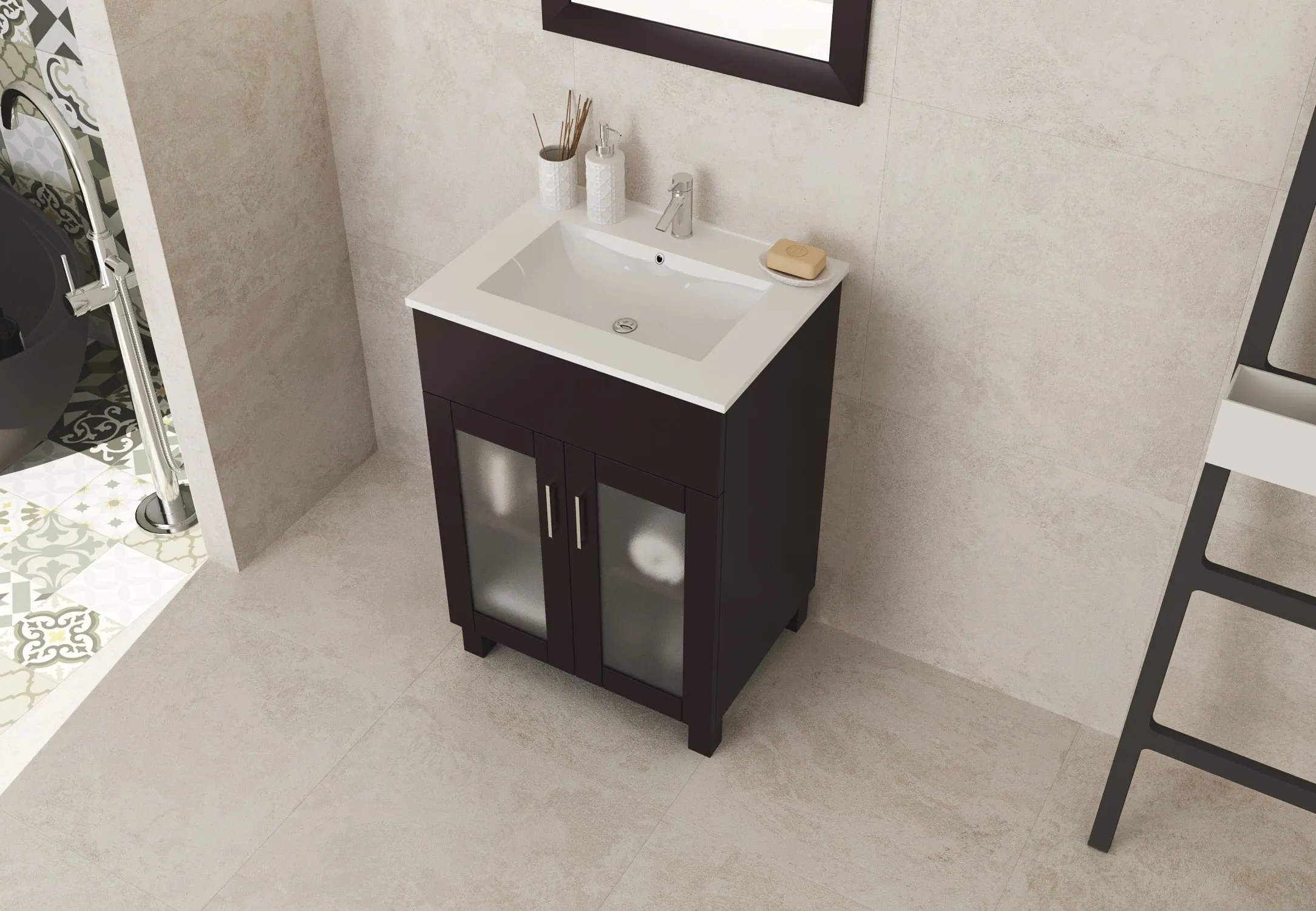 Nova 24" Bathroom Vanity with White Ceramic Basin Countertop