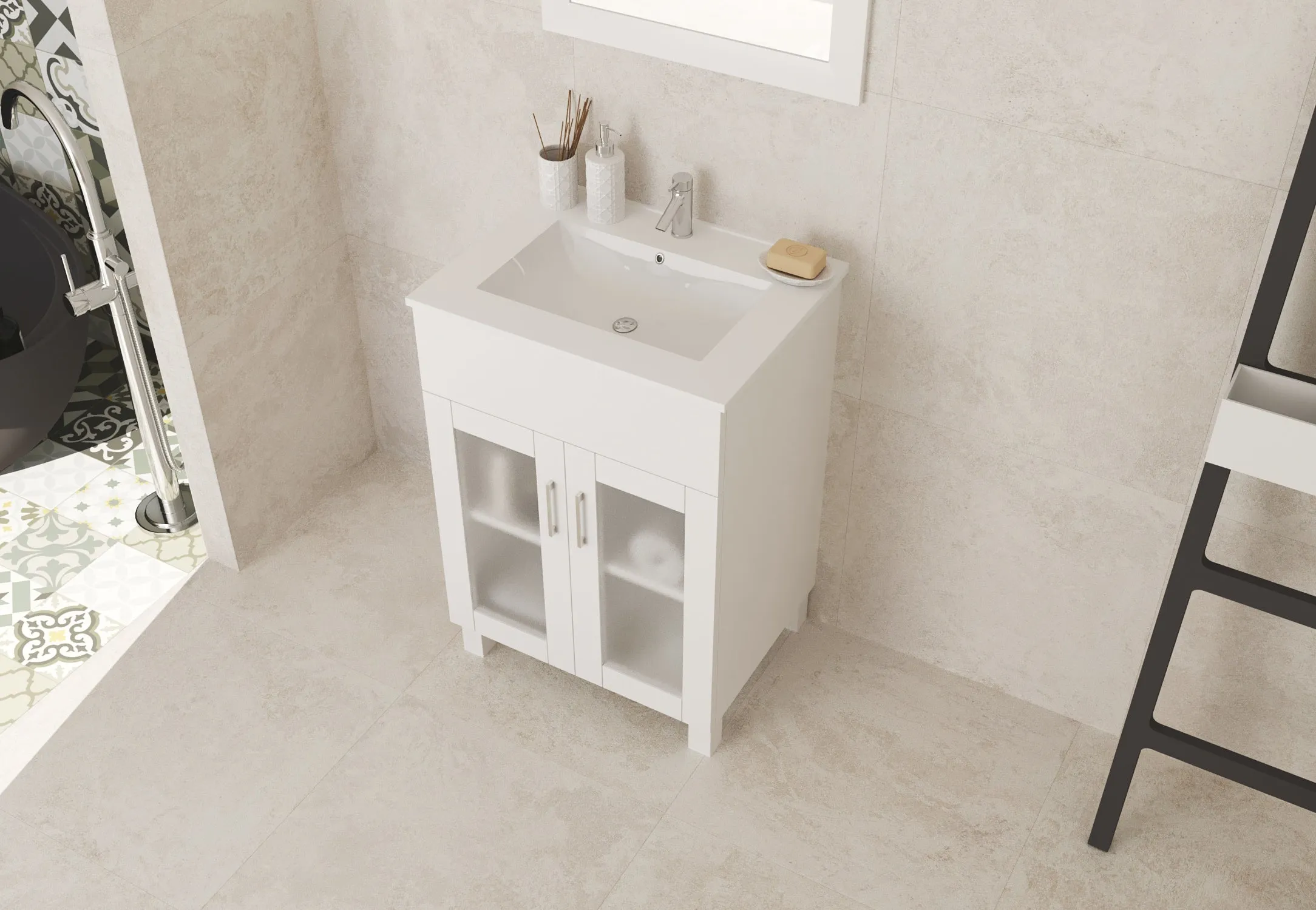 Nova 24" Bathroom Vanity with White Ceramic Basin Countertop
