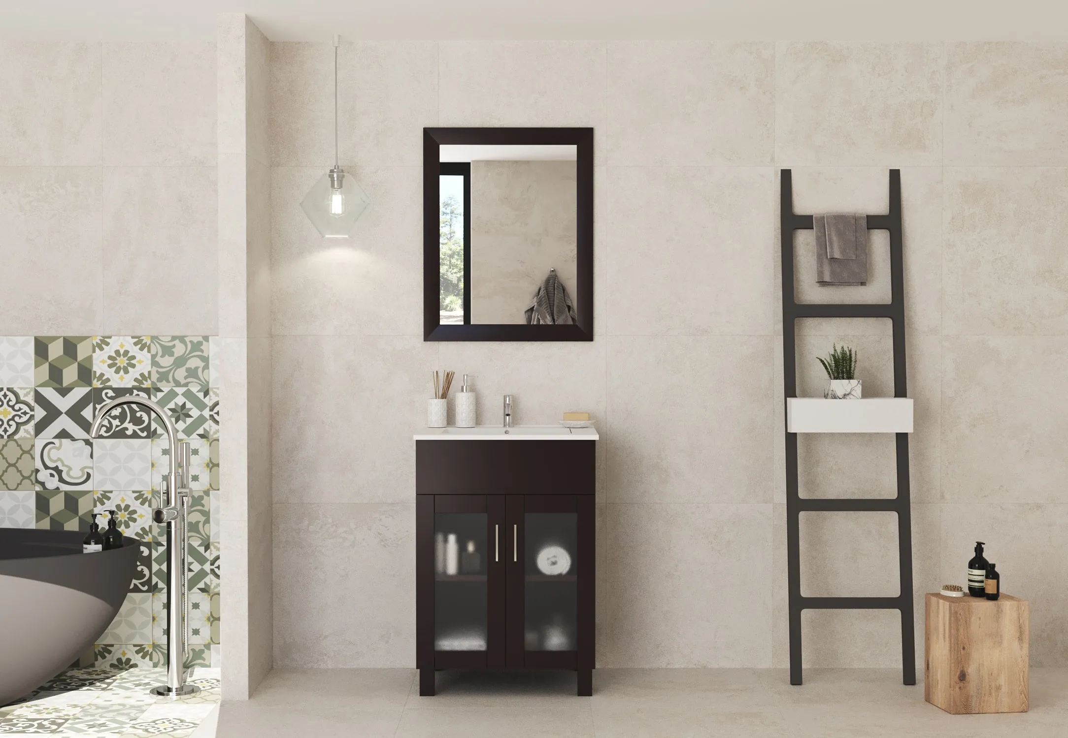 Nova 24" Bathroom Vanity with White Ceramic Basin Countertop