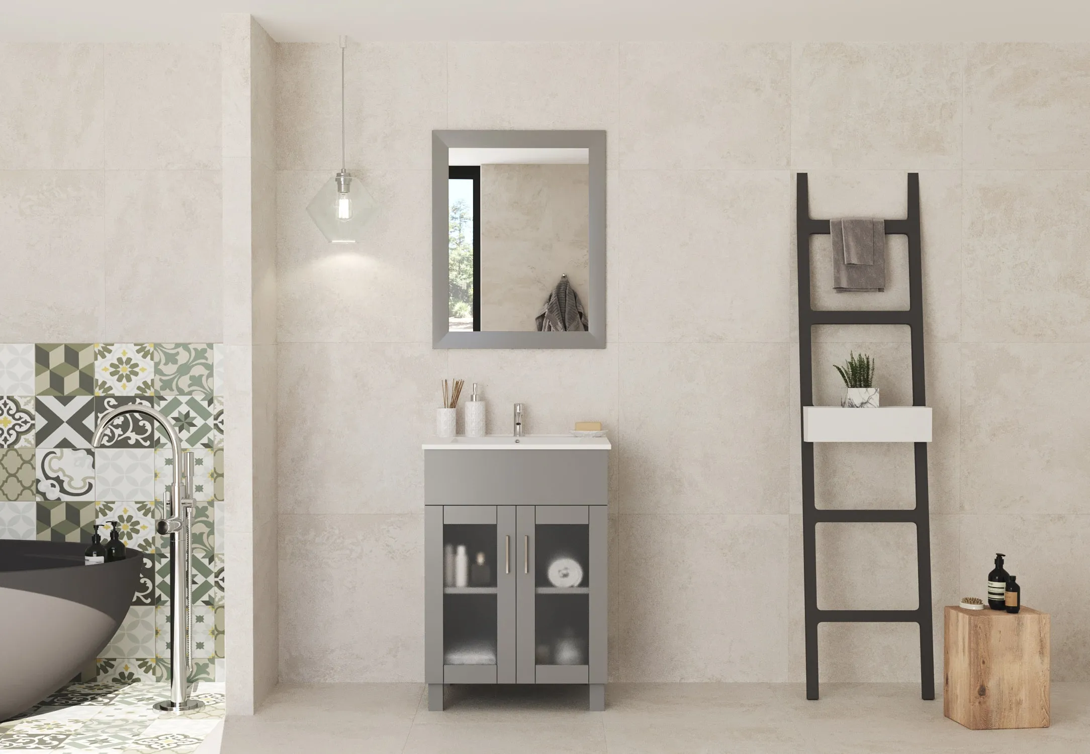 Nova 24" Bathroom Vanity with White Ceramic Basin Countertop