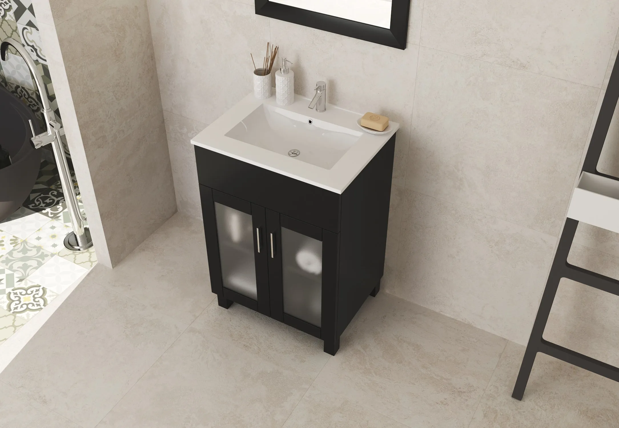 Nova 24" Bathroom Vanity with White Ceramic Basin Countertop