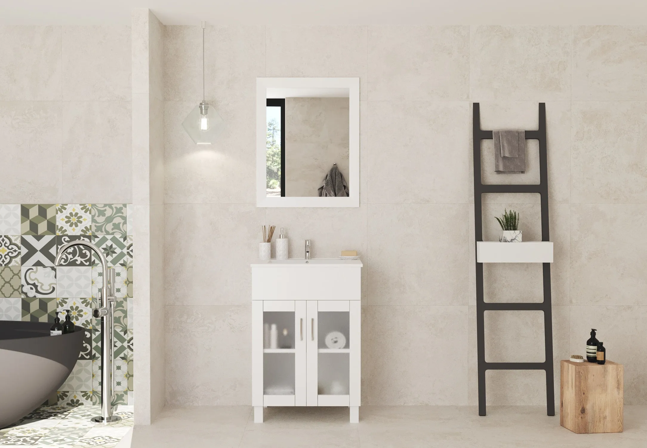 Nova 24" Bathroom Vanity with White Ceramic Basin Countertop