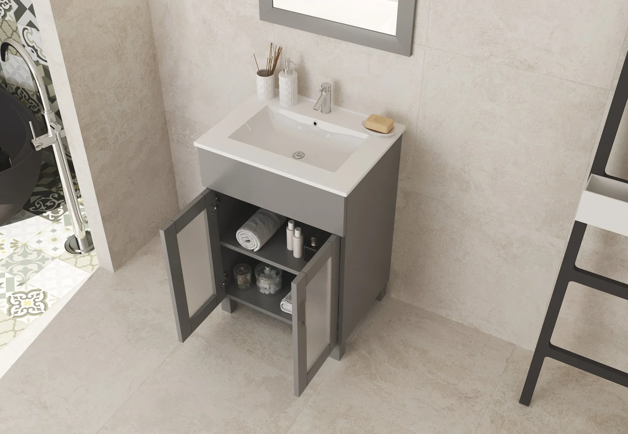 Nova 24" Bathroom Vanity with White Ceramic Basin Countertop