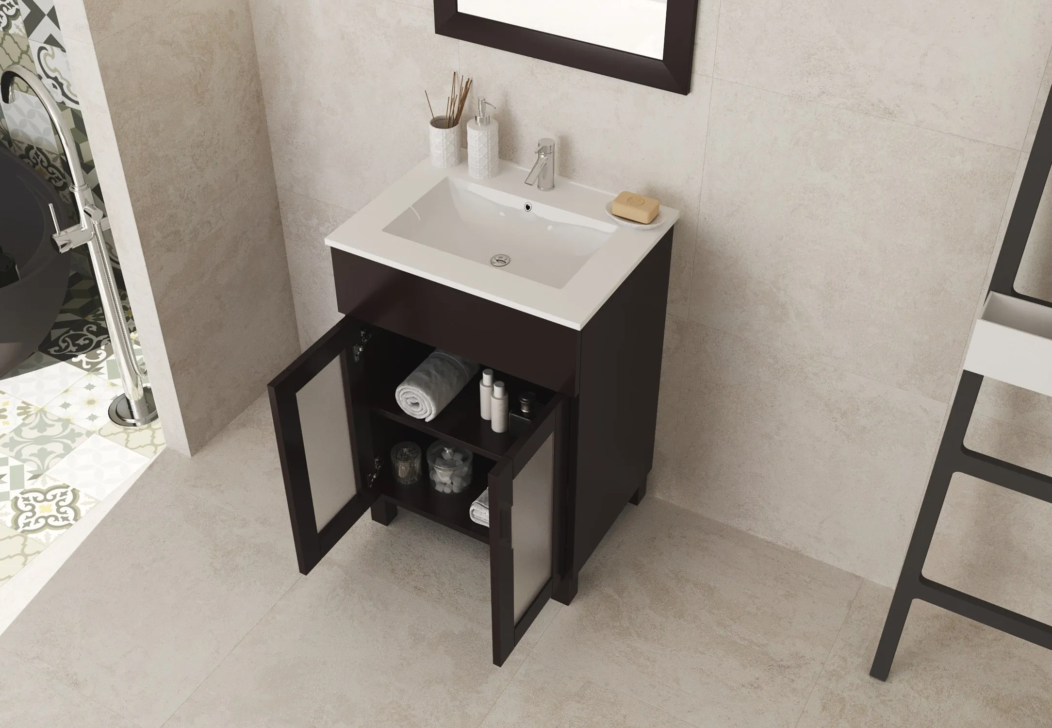 Nova 24" Bathroom Vanity with White Ceramic Basin Countertop