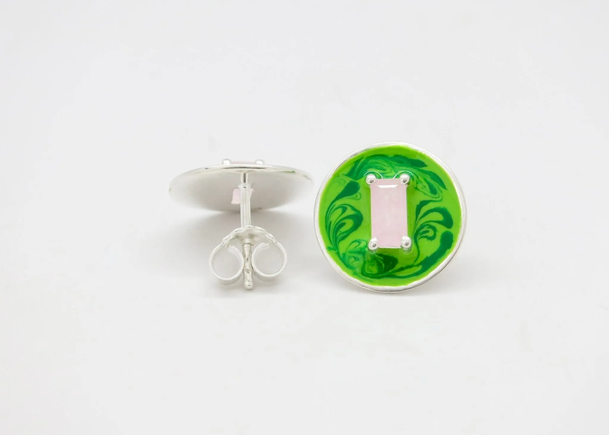 October (enamel marbling birthstone earrings)