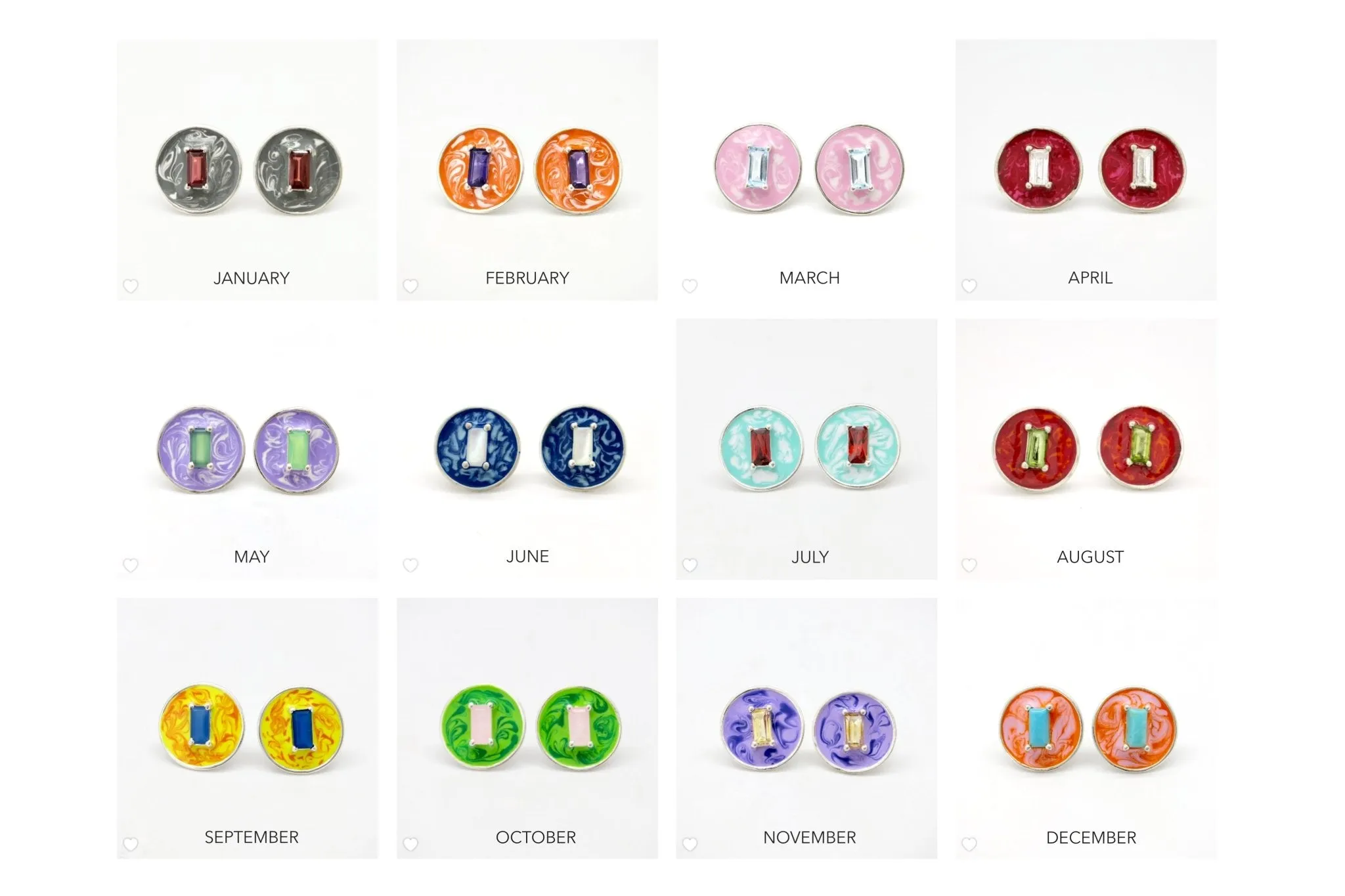 October (enamel marbling birthstone earrings)
