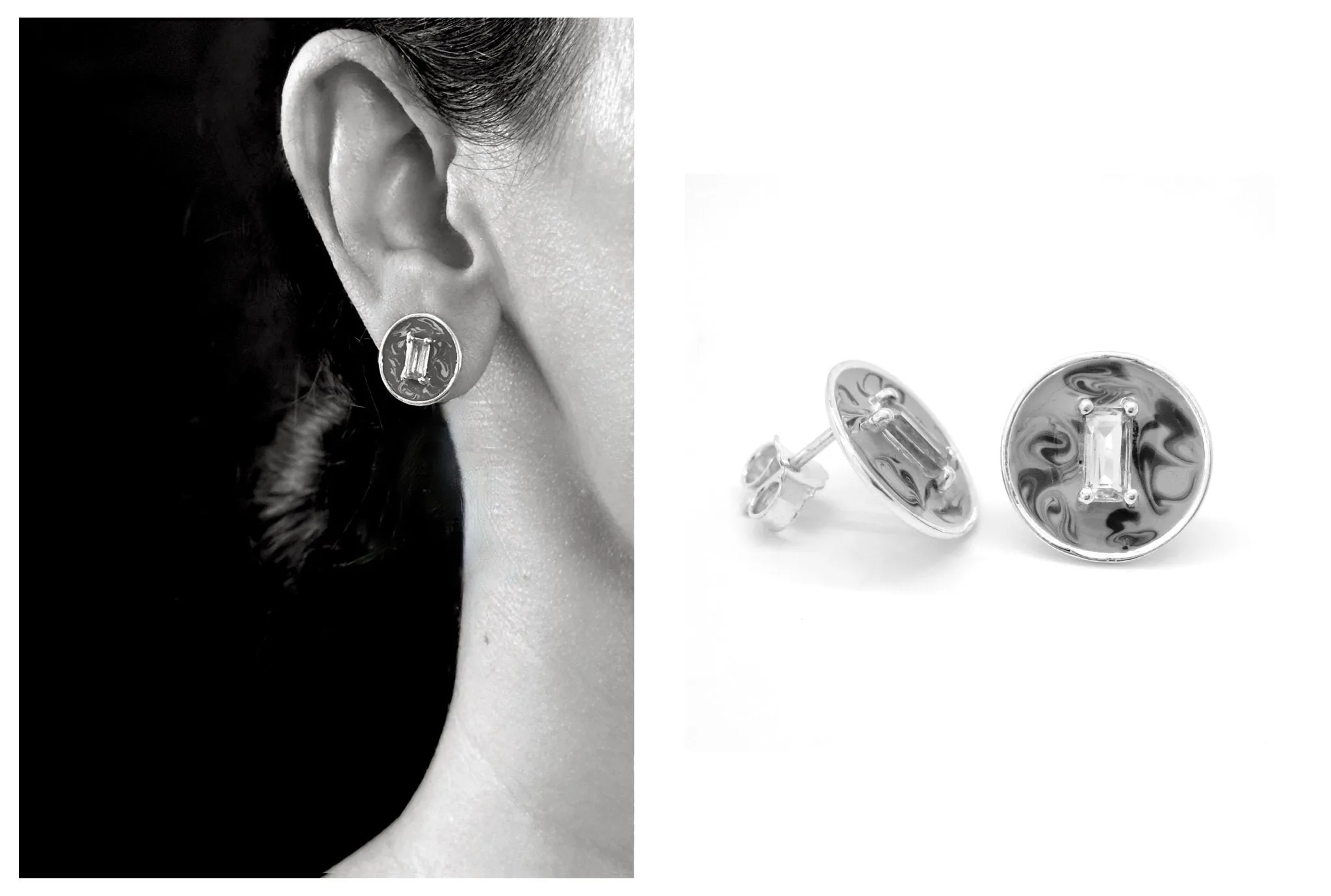 October (enamel marbling birthstone earrings)