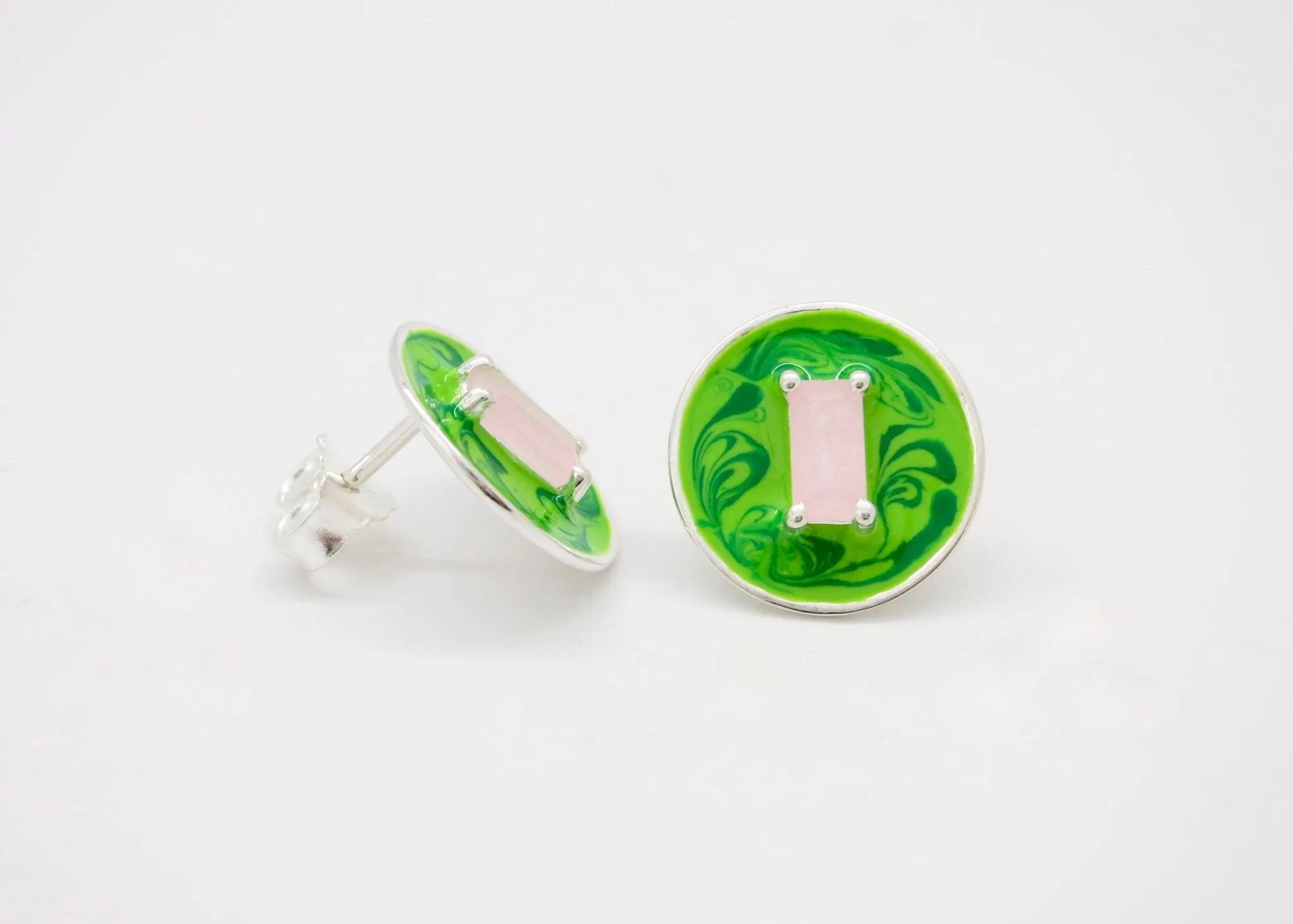 October (enamel marbling birthstone earrings)