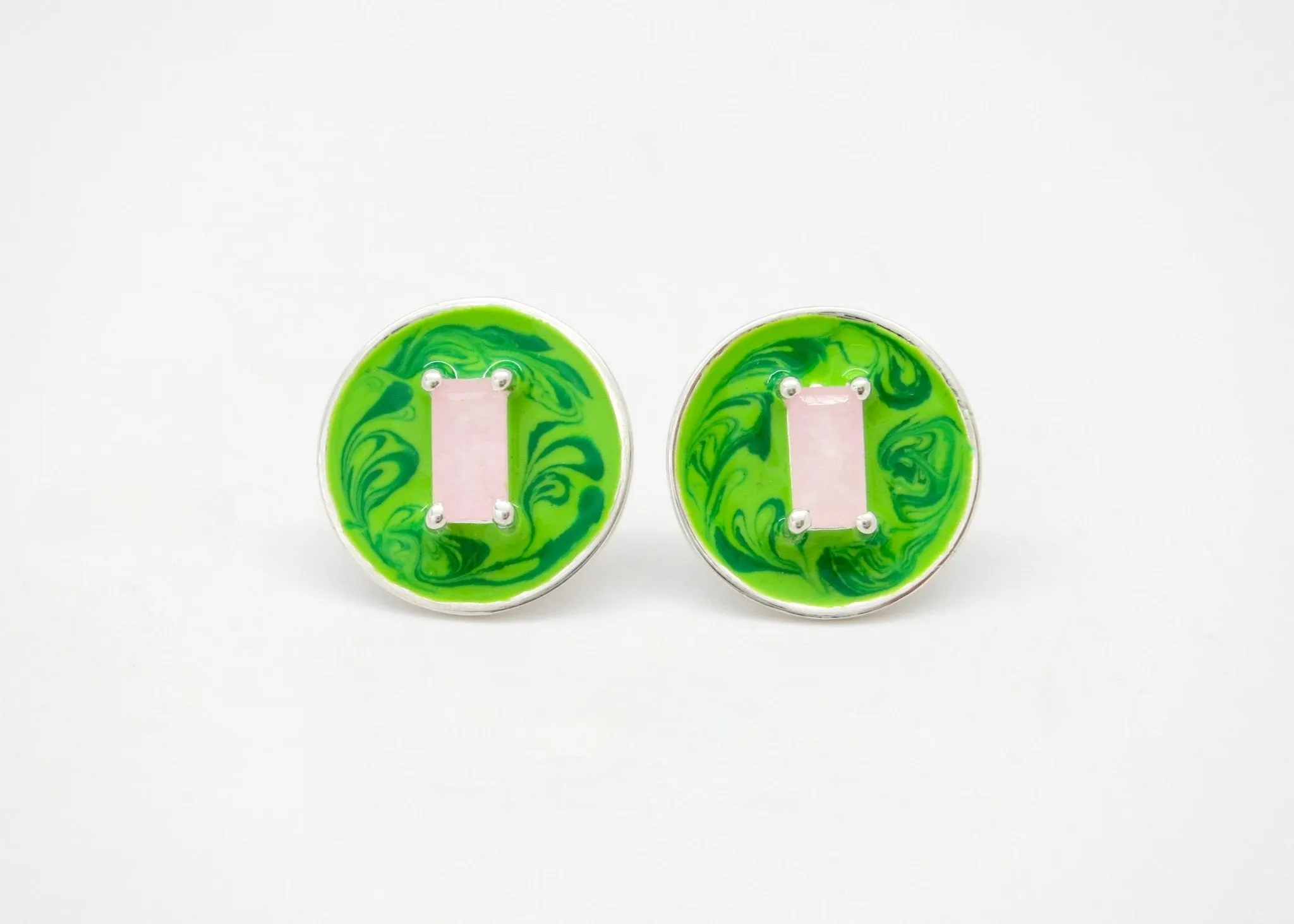 October (enamel marbling birthstone earrings)
