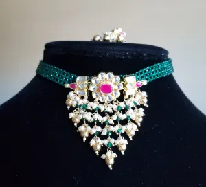 Pachi Kundan Mesh Simple Choker Set