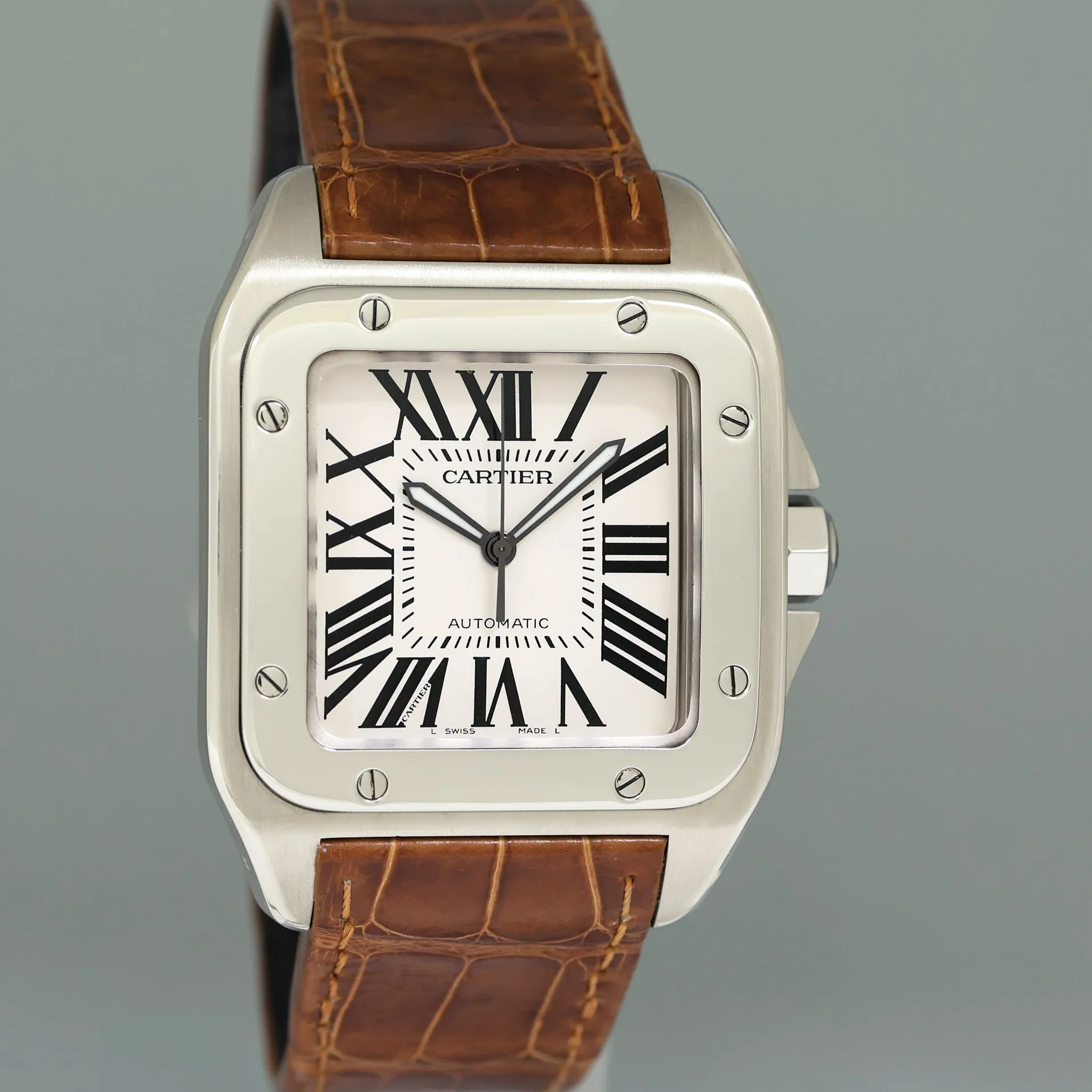 Papers Cartier Santos 100 XL Automatic Steel 2656 Roman Dial W20072X7