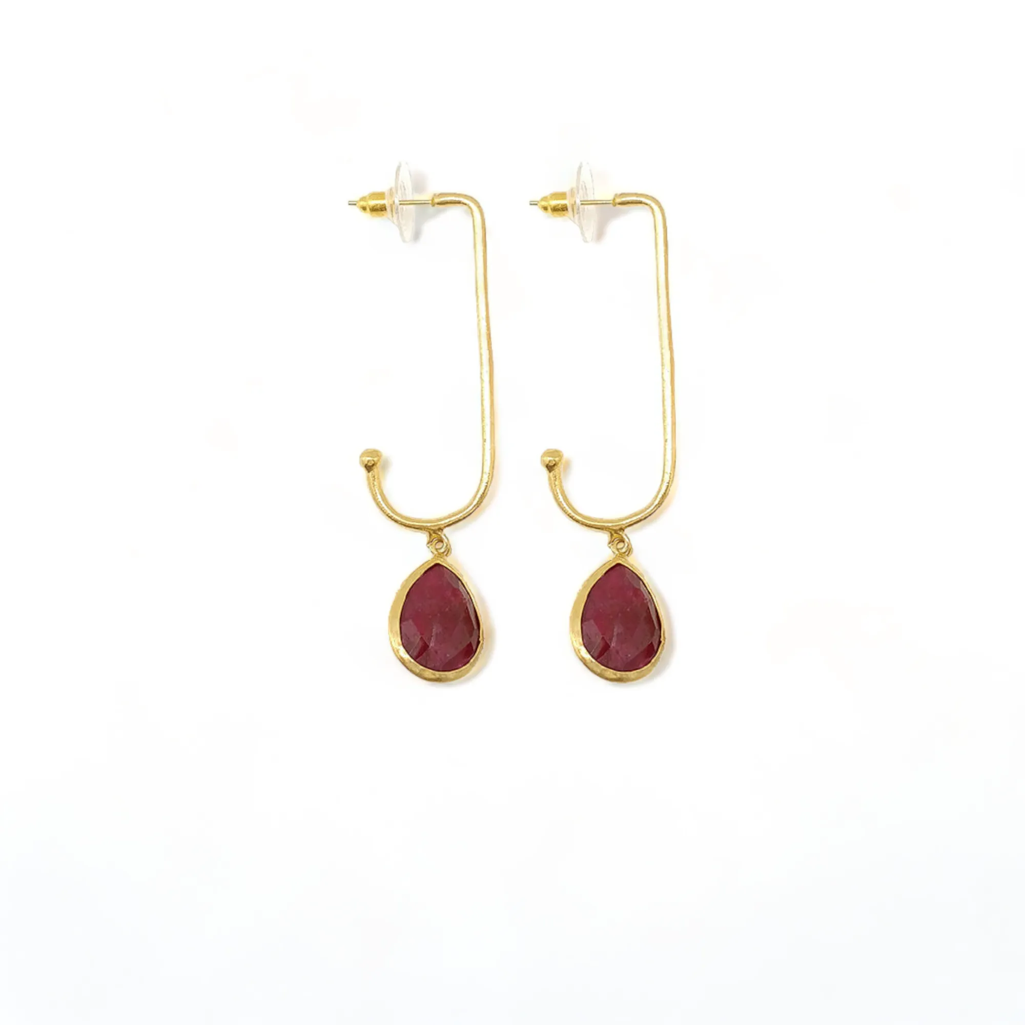 Passion and Elegance | Handmade Gold-Plated Ruby Corundum Earrings