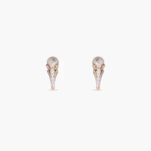 Pearl Floral CZ Drop Earrings