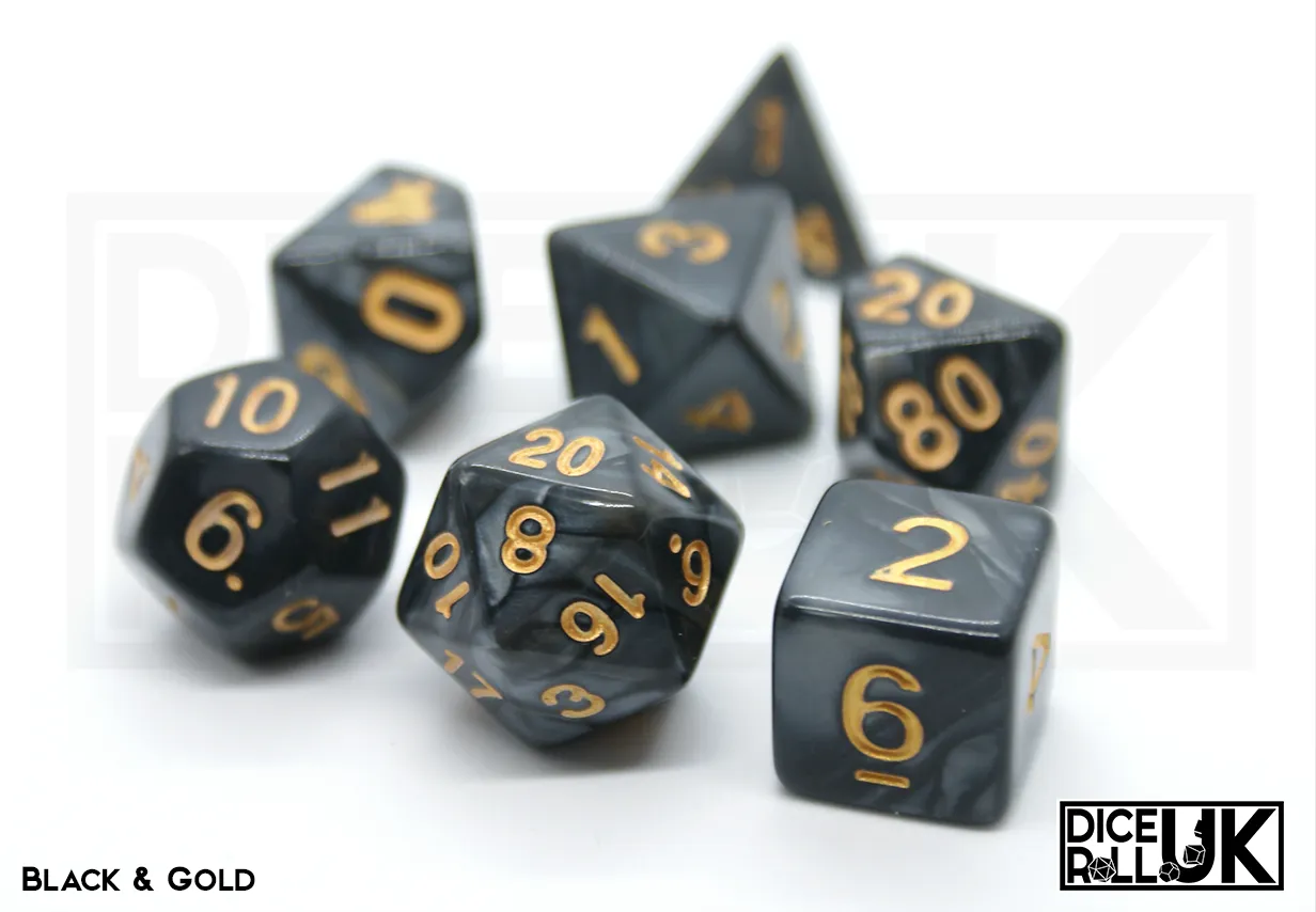 Pearlescent Dice - Black and Gold