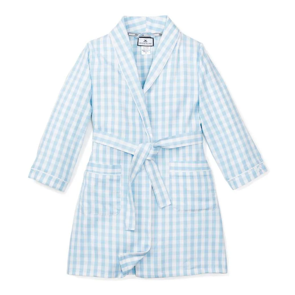 Petite Plume Light Blue Gingham Robe