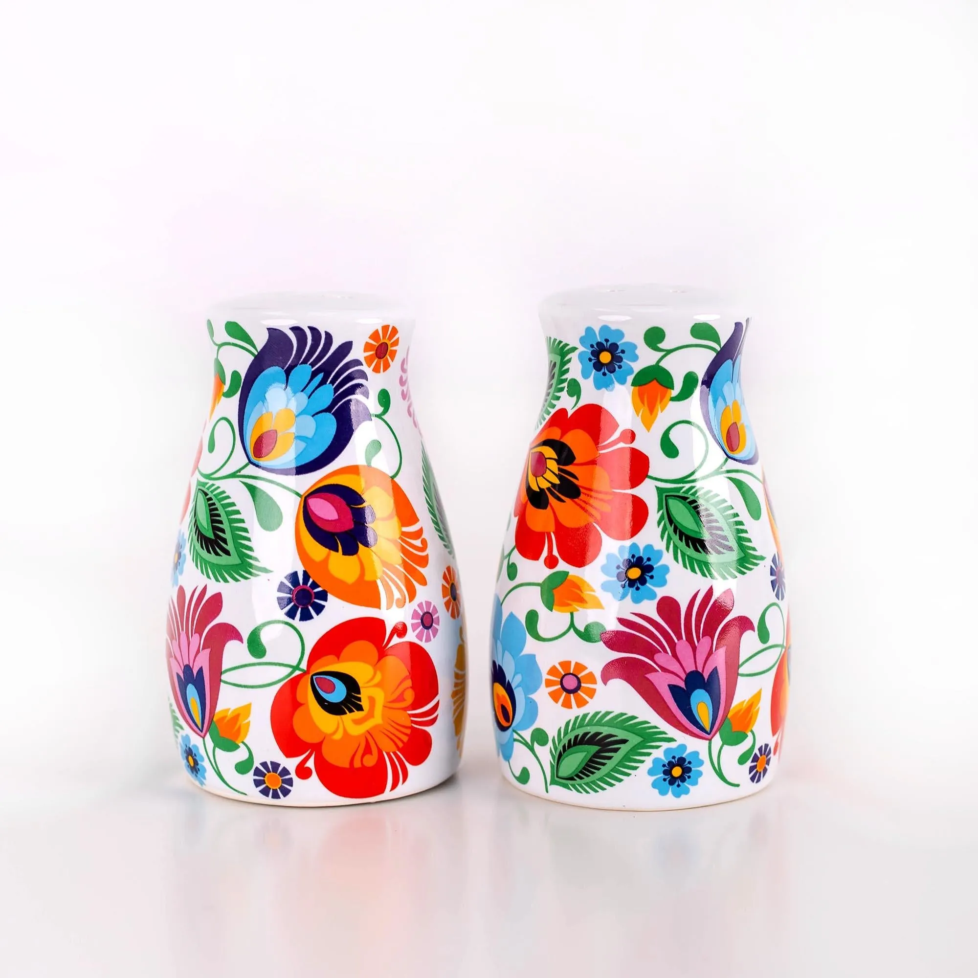 Polish Lowicz Folk Art Salt & Pepper Shaker Set in Box