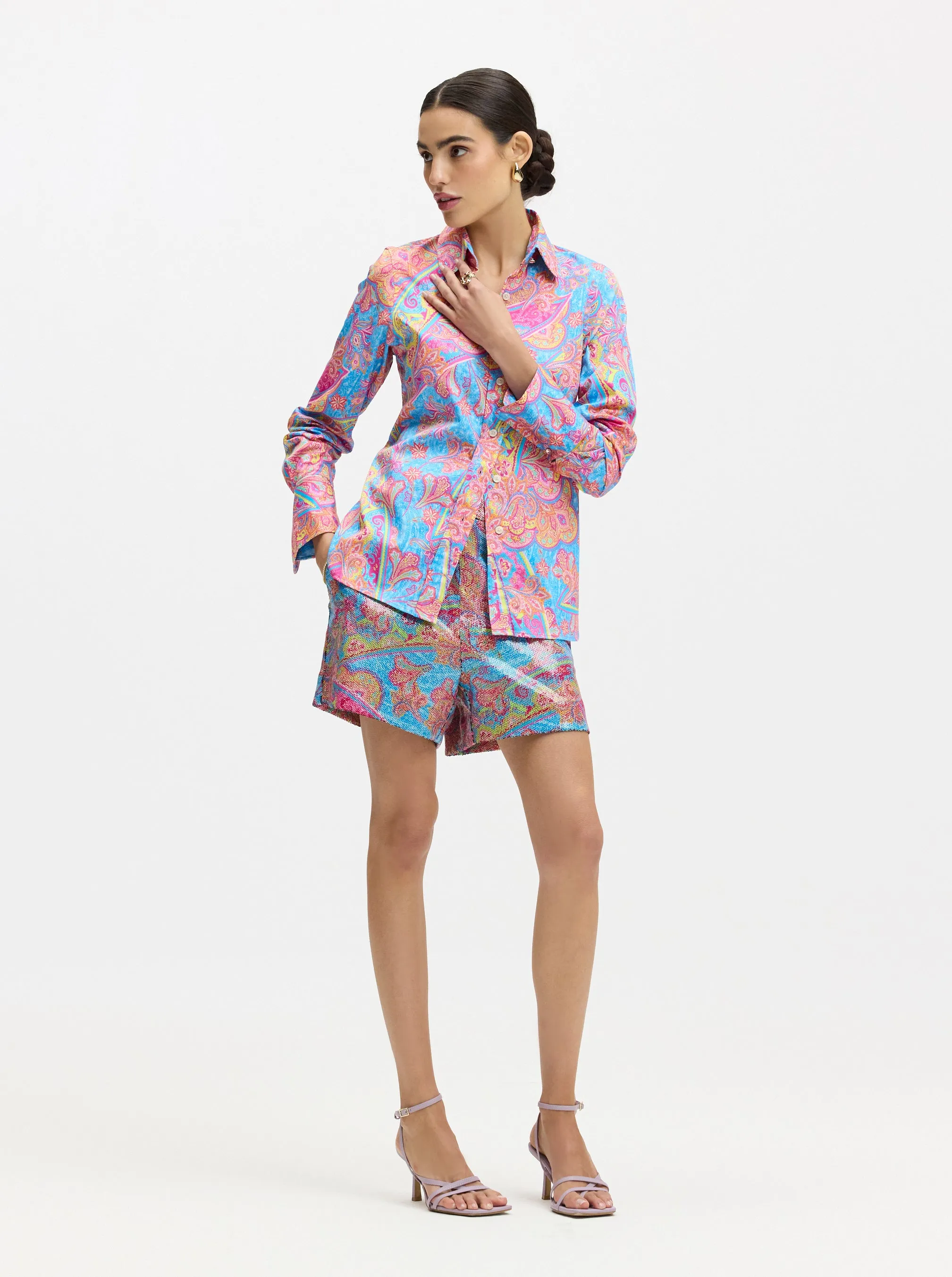 PRISCILLA LONG SLEEVE BUTTON DOWN SHIRT