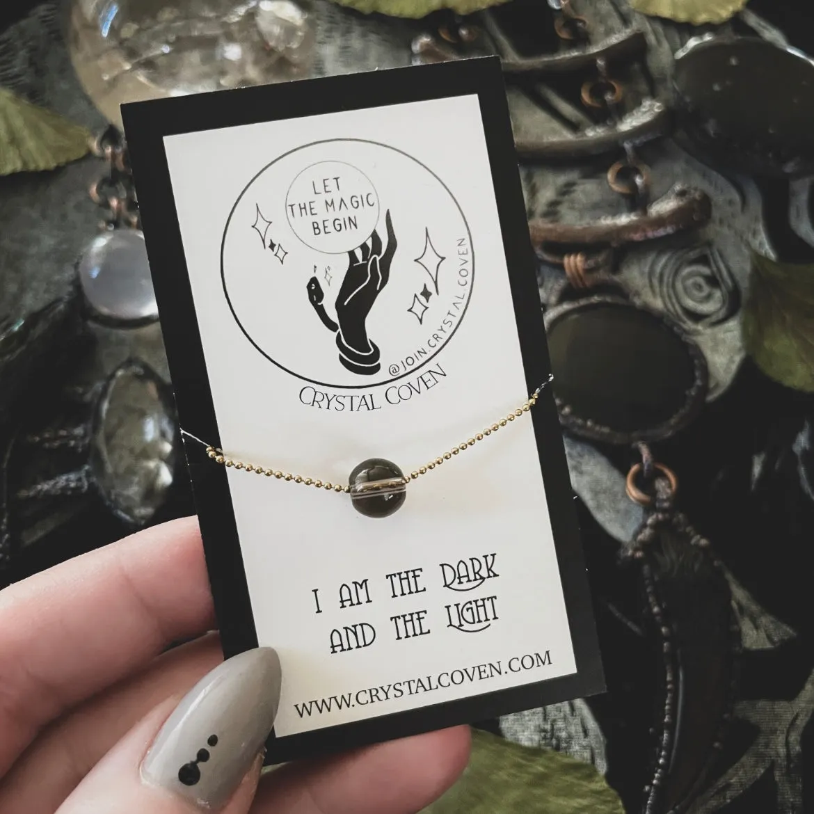 Protective Smoky Quartz Crystal Ball Necklace